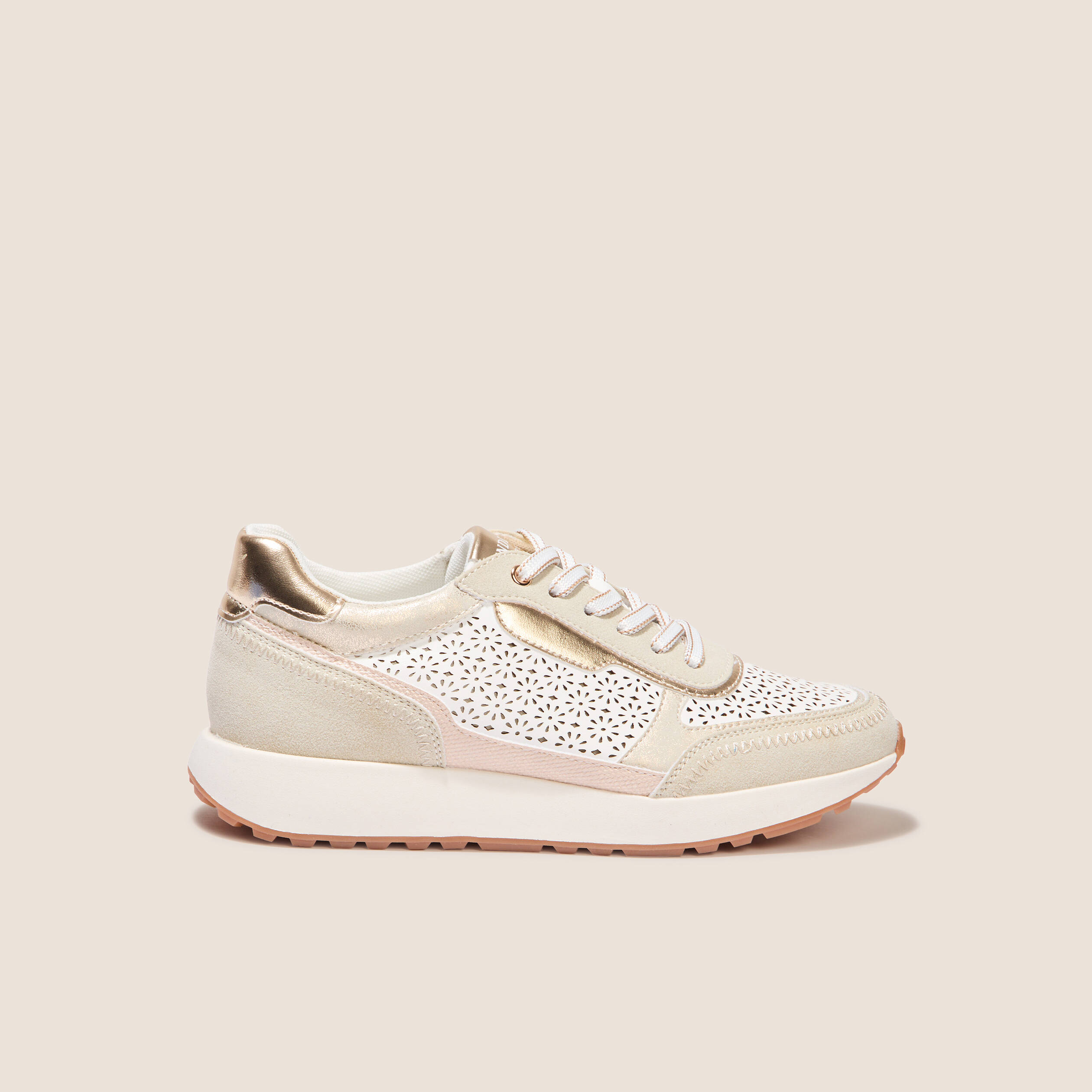 Baskets aspect daim beige femme