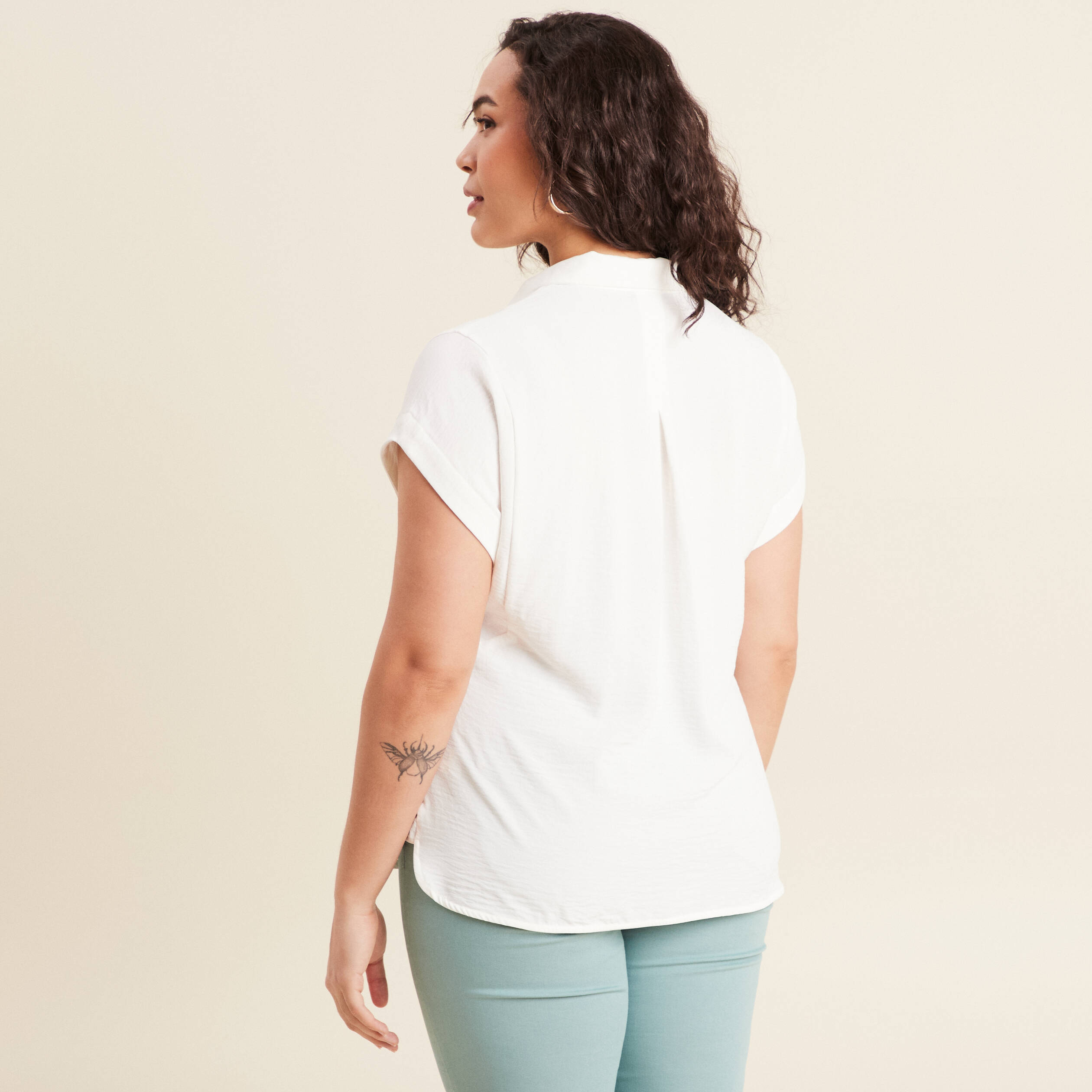 blouse manches courtes ecru femme Blouse manches courtes ecru femme