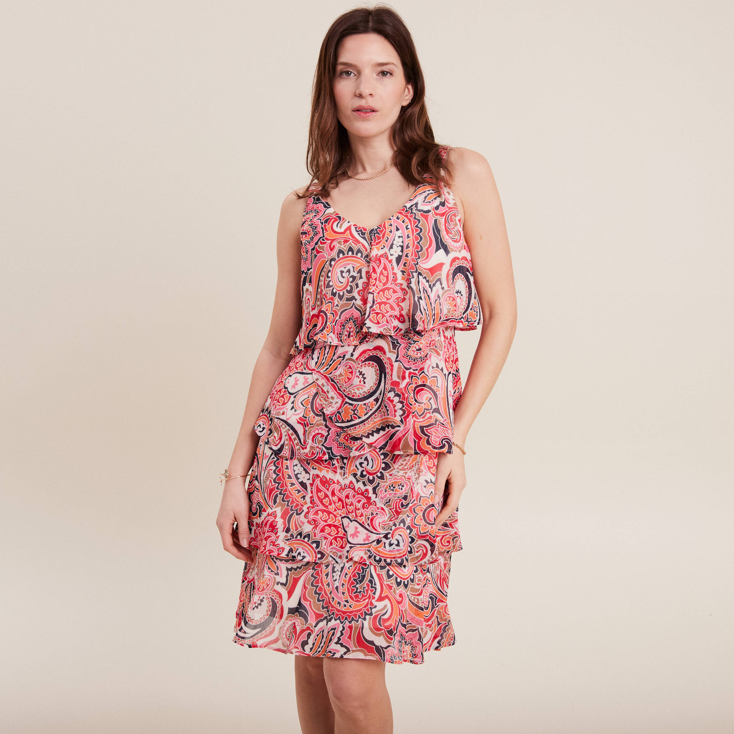 robe evasee volantee multicolore femme Robe évasée volantée multicolore femme