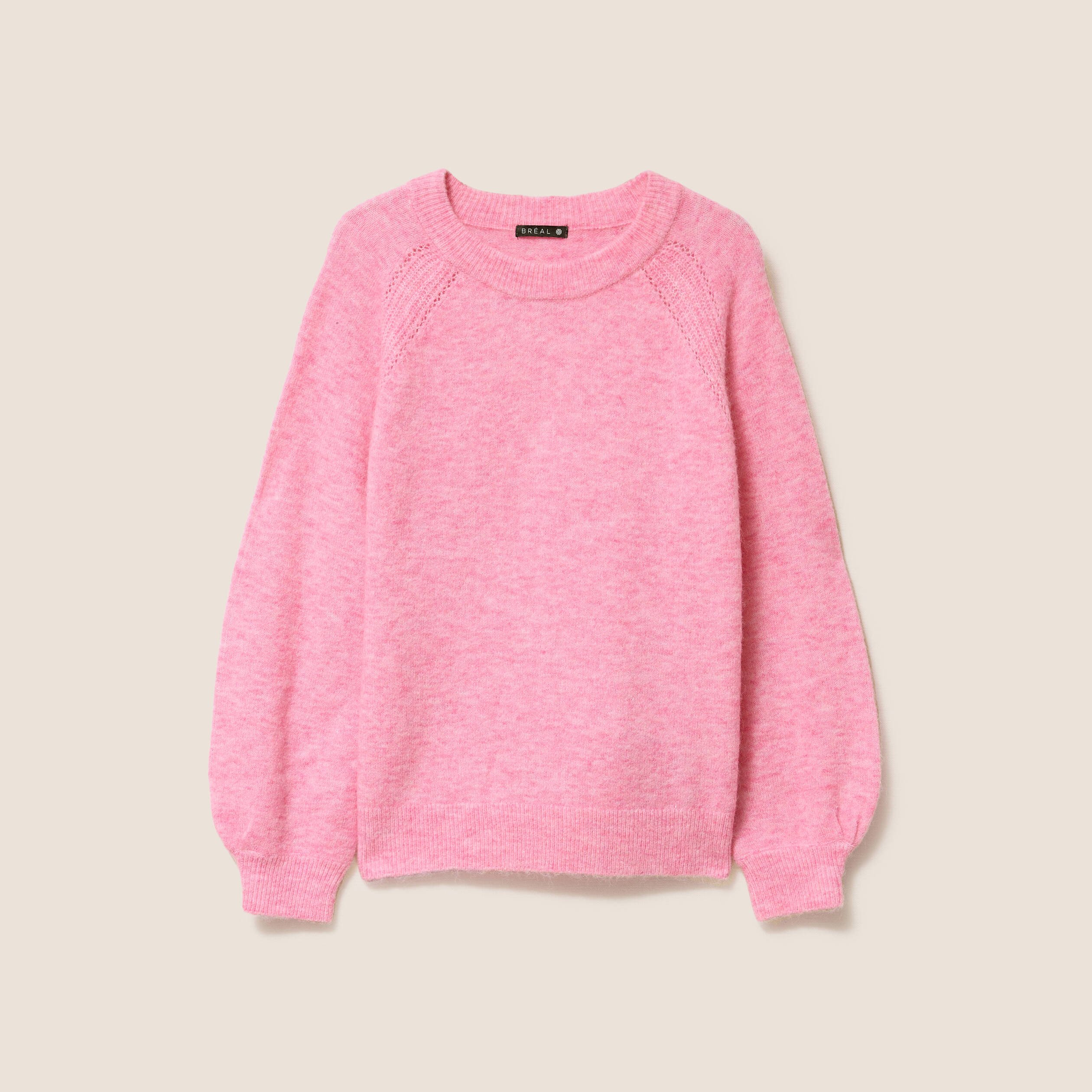 Pull col rond manches longues rose femme Vibs