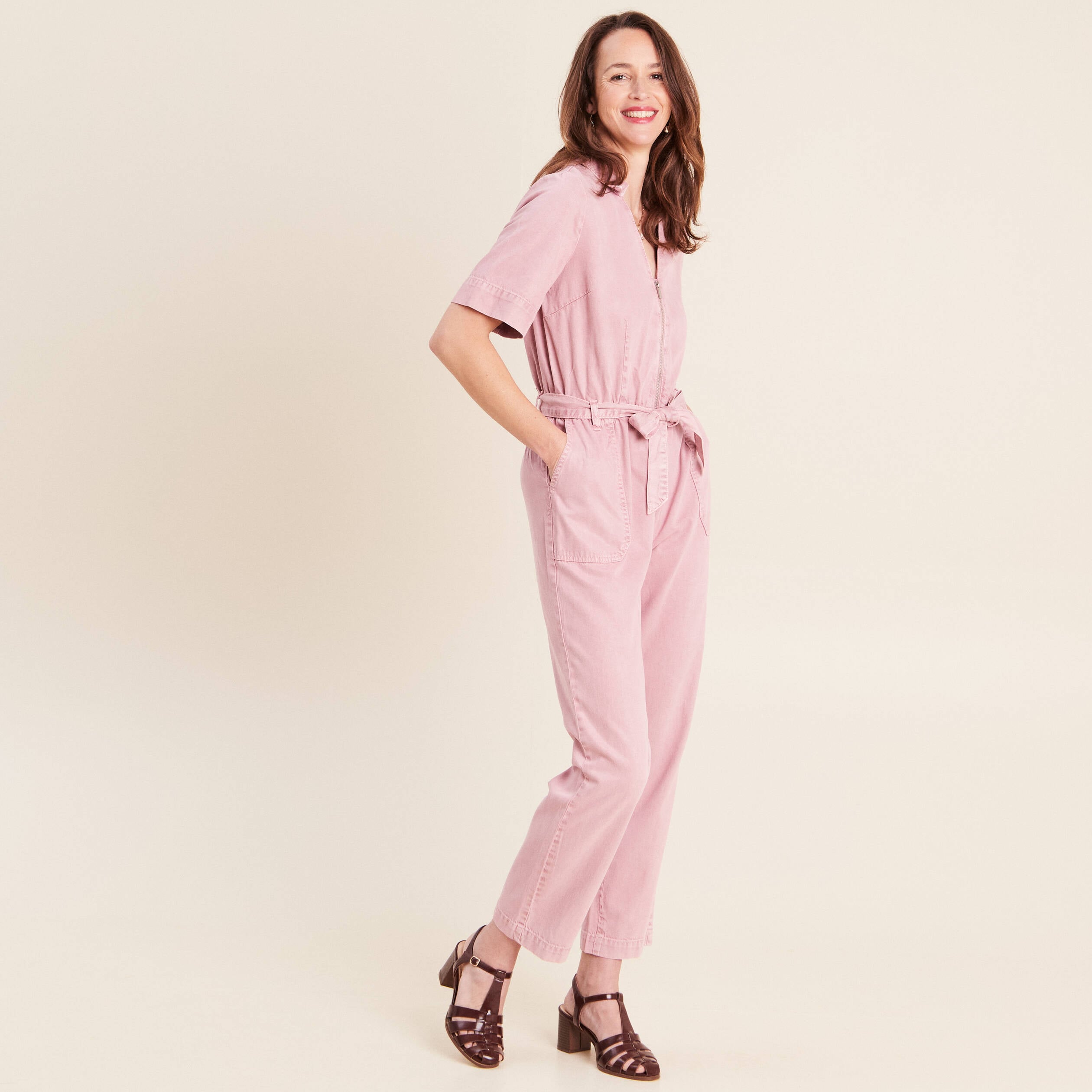 Combinaison fluide rose femme