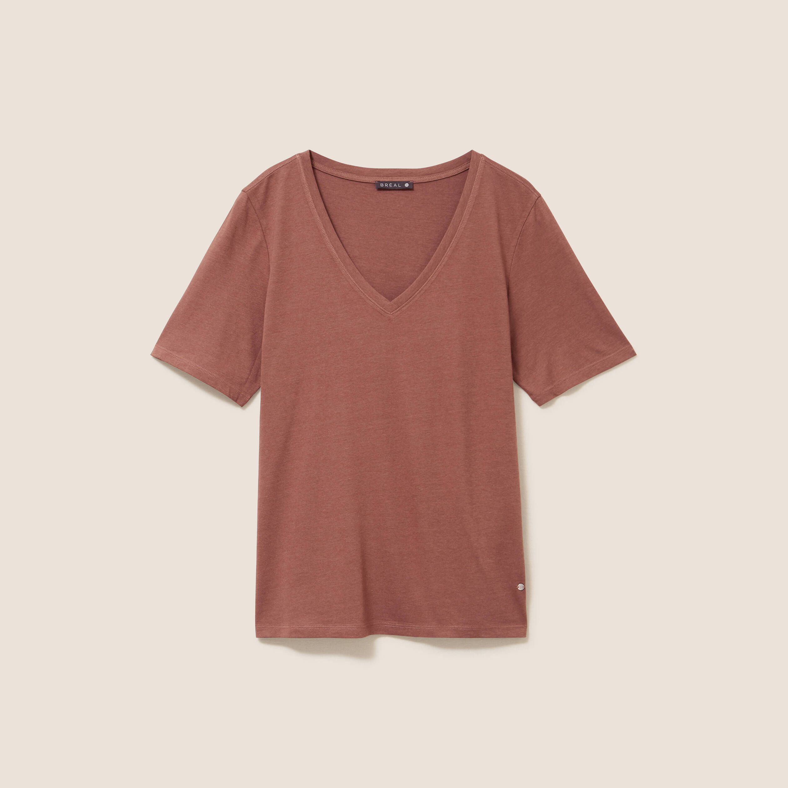 T-shirt manches courtes marron femme
