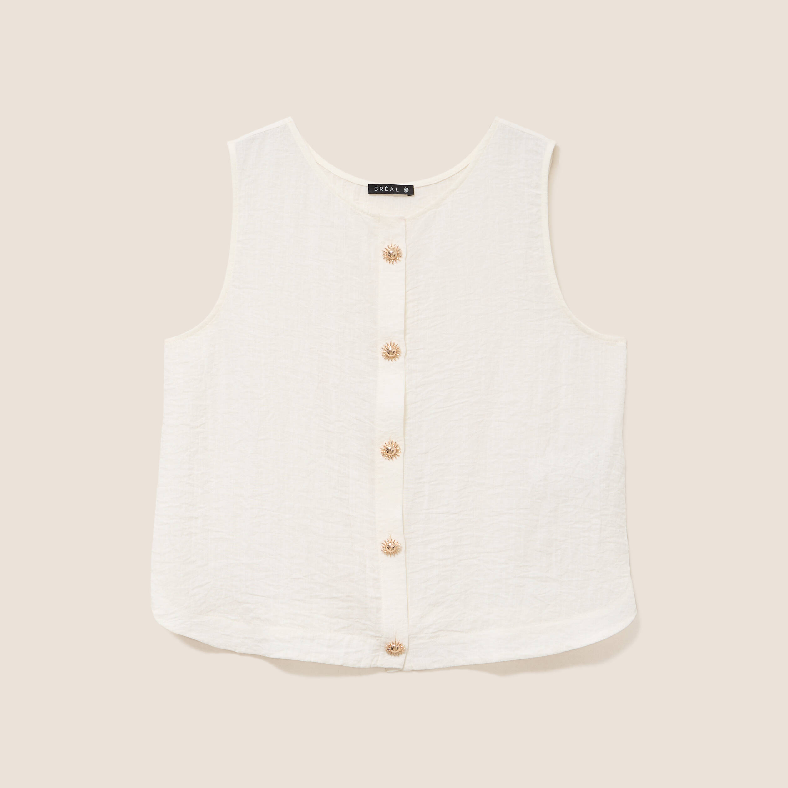 Blouse sans manches fluide ecru femme