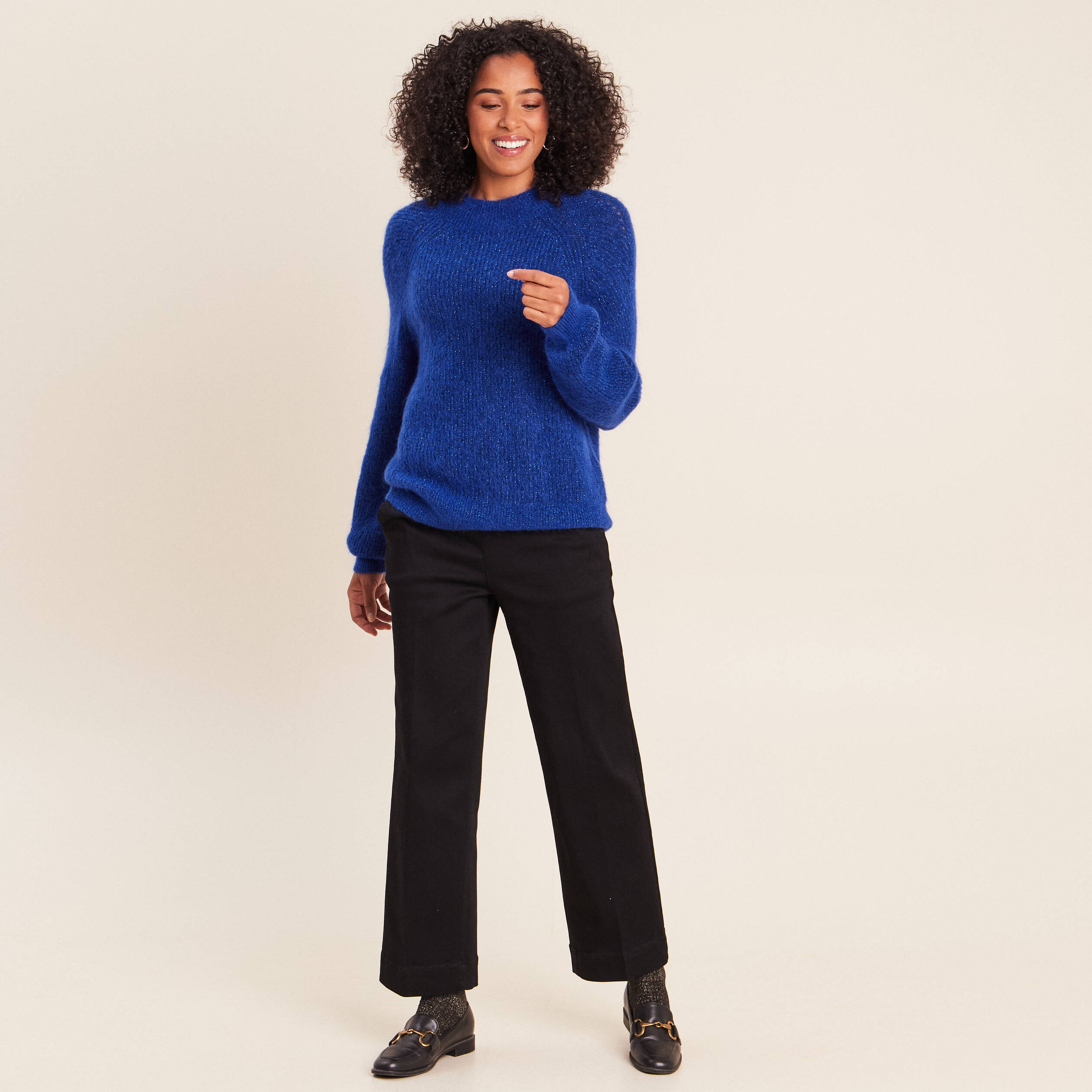Jean large noir femme