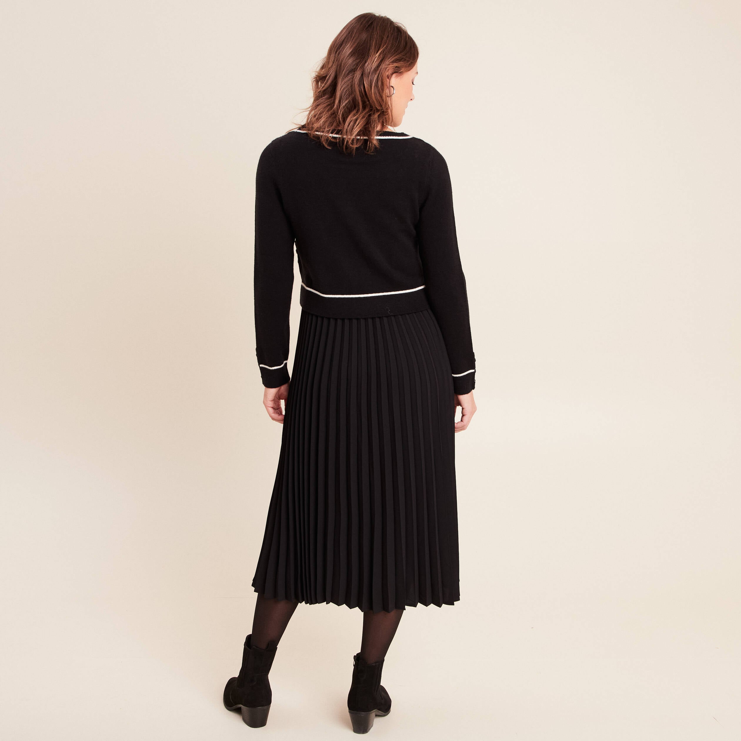 Robe longue &eacute;vas&eacute;e 2 en 1 noir femme