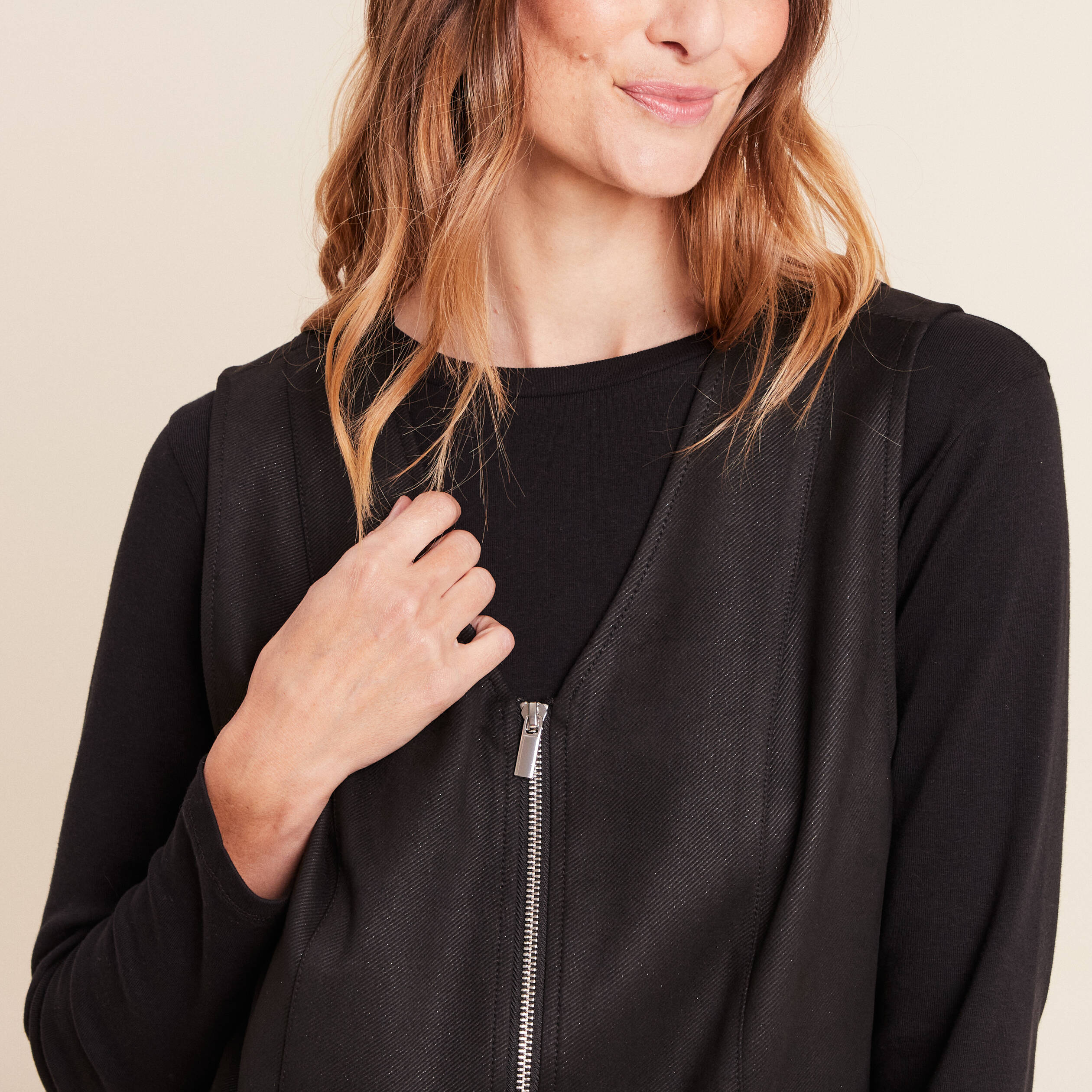 Robe chasuble su&eacute;dine noir femme