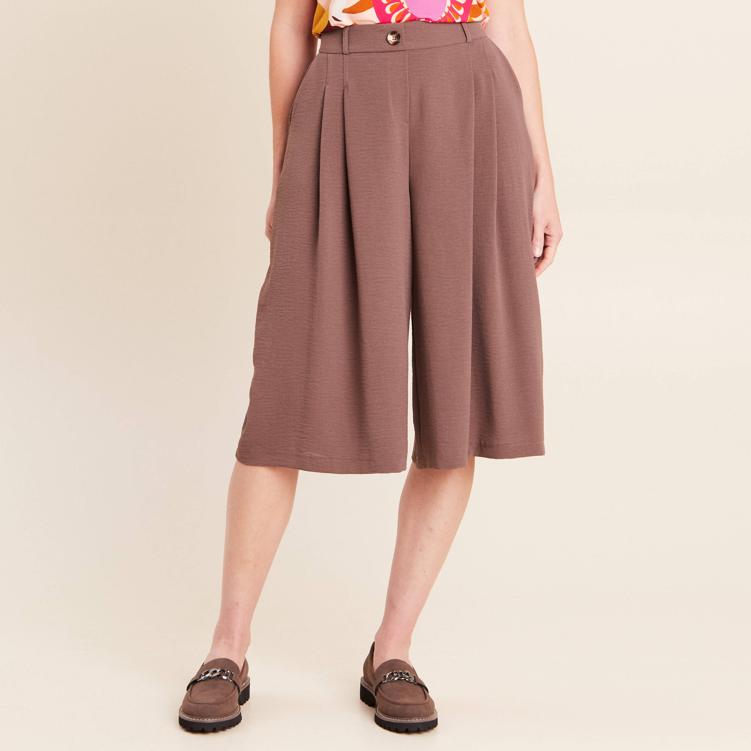 Jupe culotte marron femme