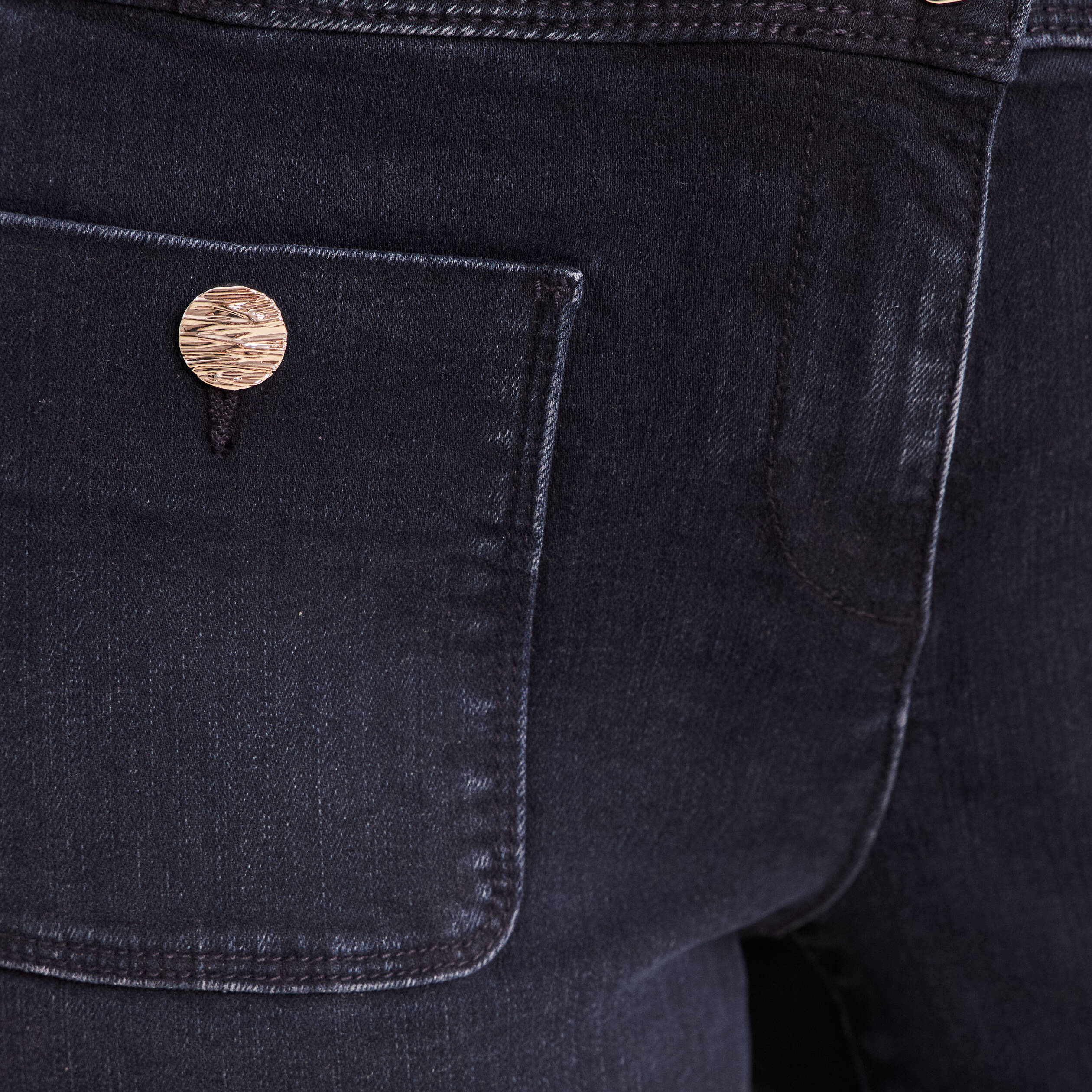 Jean coupe bootcut taille haute denim blue black femme