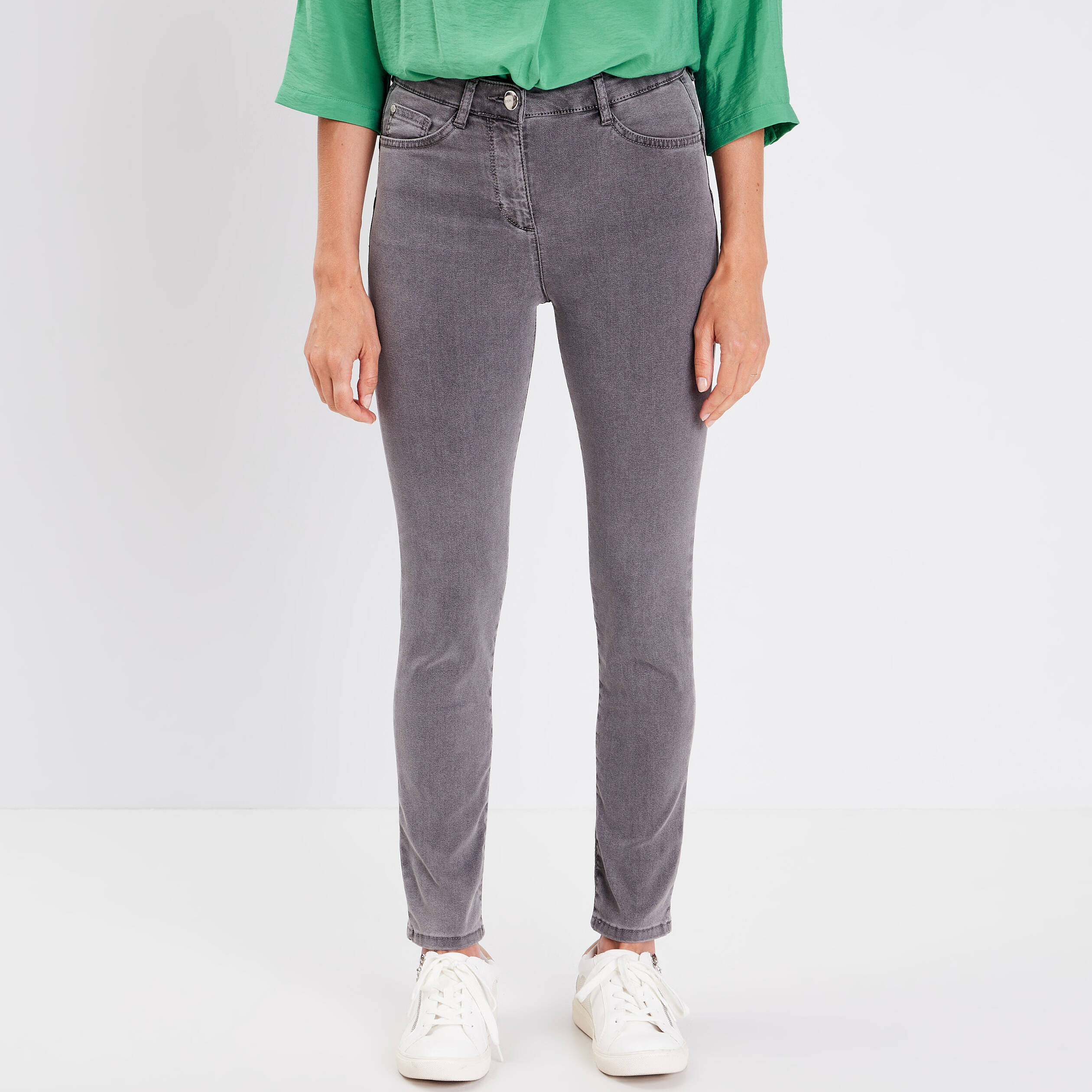 jeans leger taille standard 78eme denim gris femme Jeans léger taille standard 7/8ème denim gris femme