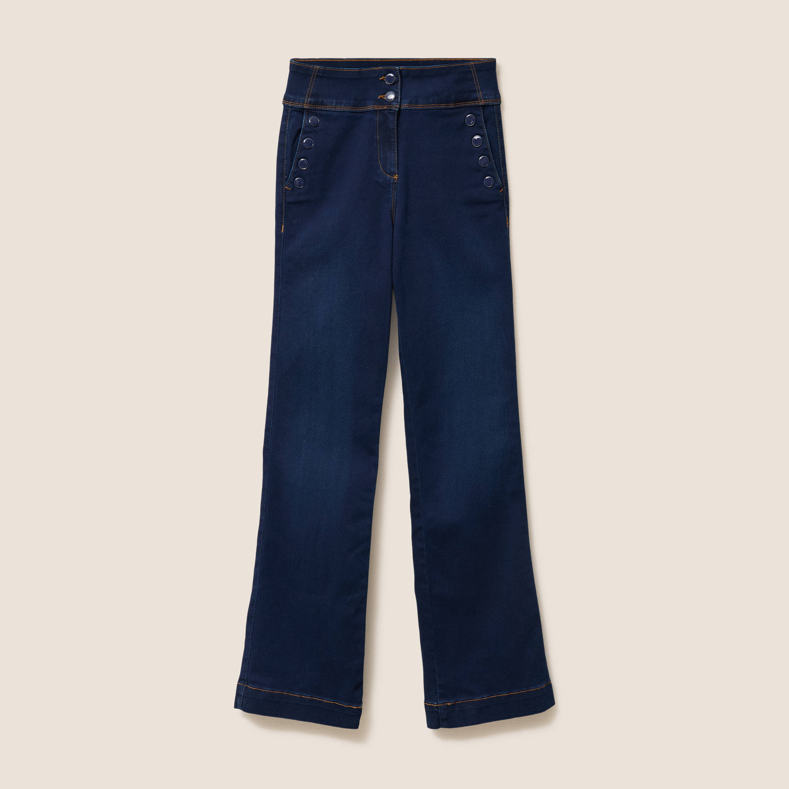 Jean bootcut taille haute denim brut femme