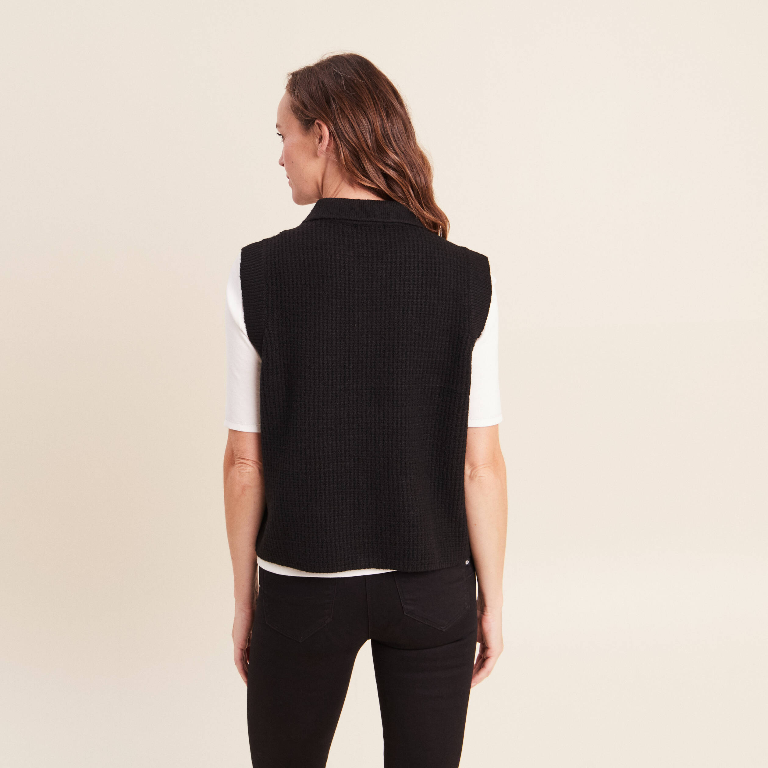 Gilet zipp&eacute; sans manches noir femme