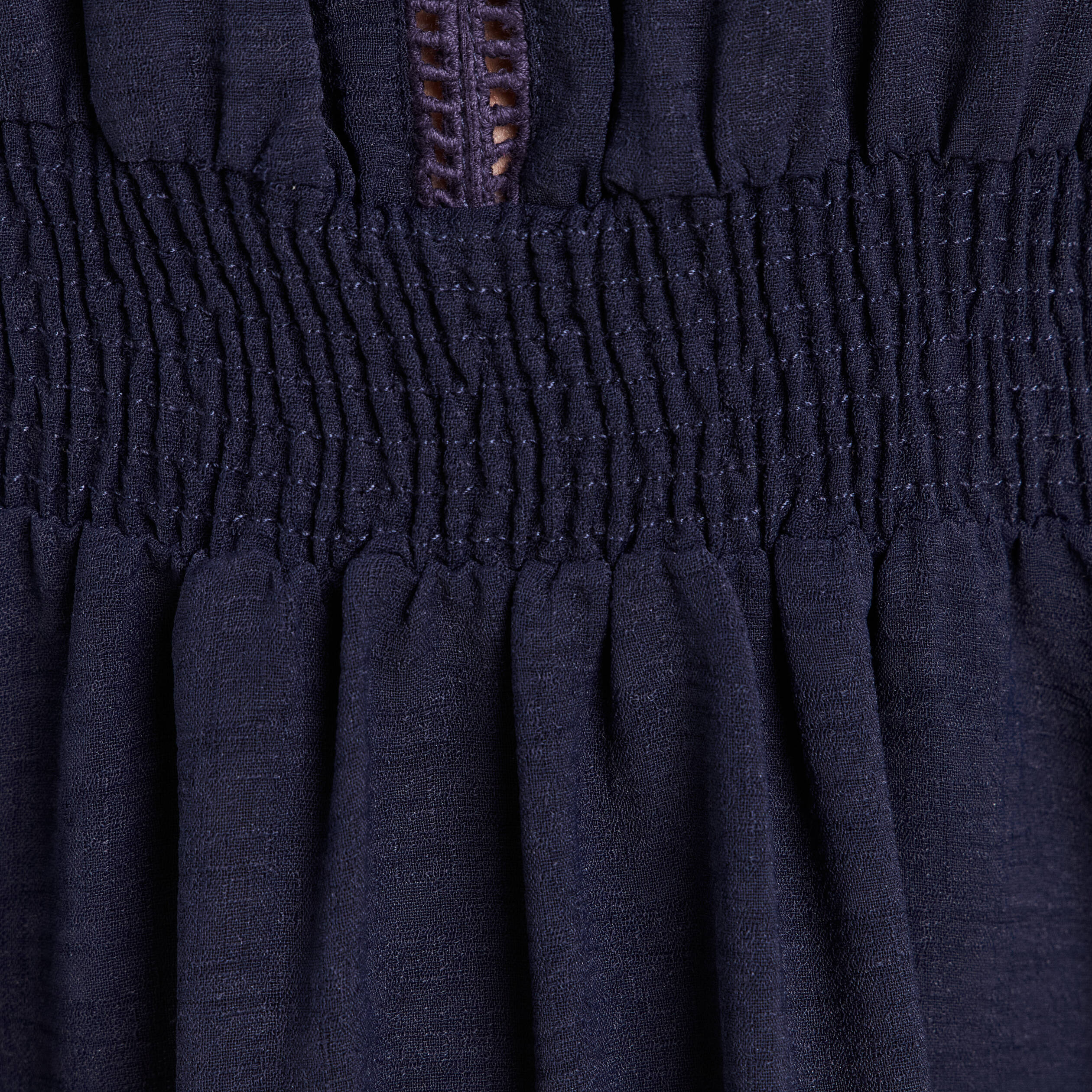 Robe longue &eacute;vas&eacute;e col v manches coudes bleu marine femme