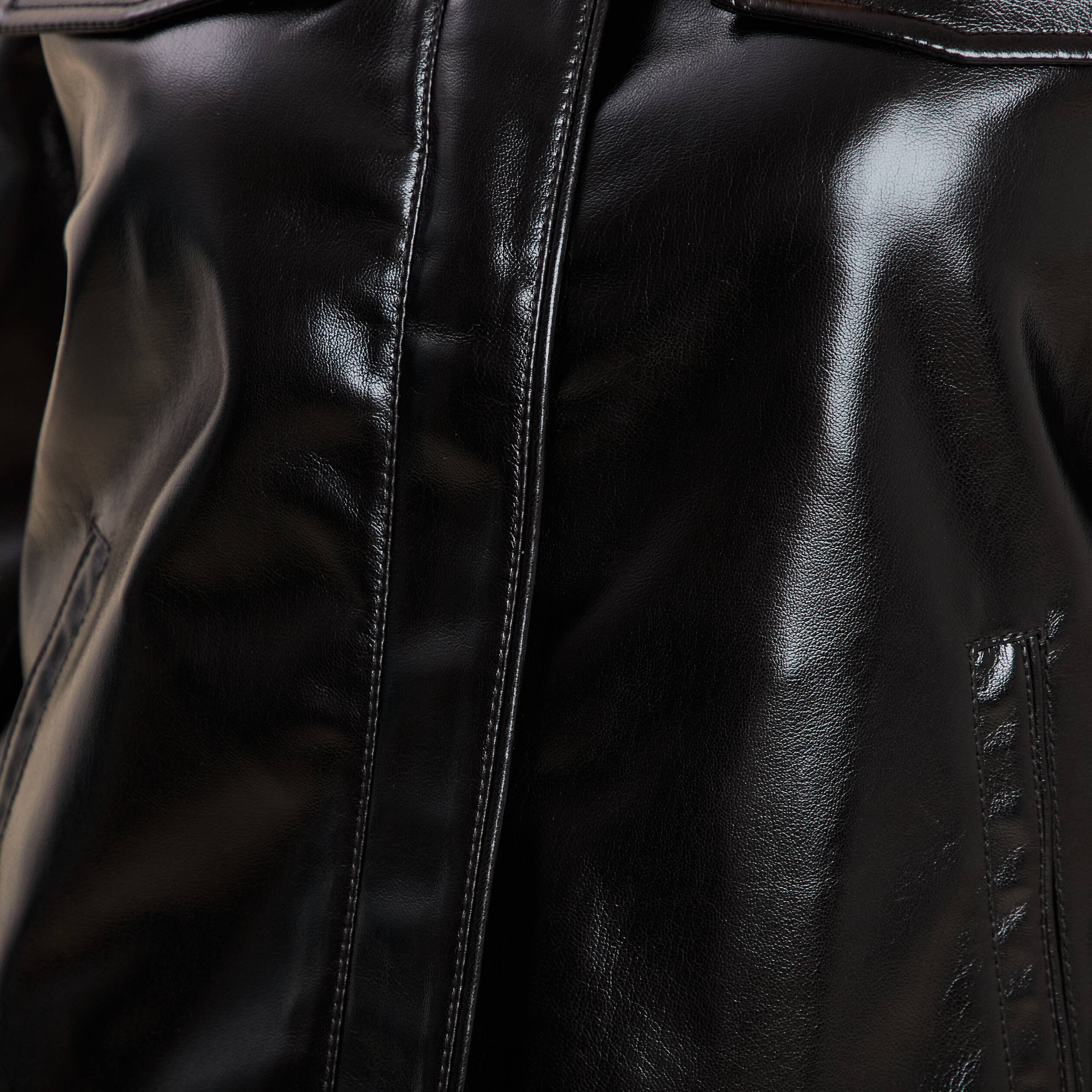 blouson ajuste simili cuir noir femme Blouson ajusté simili cuir noir femme
