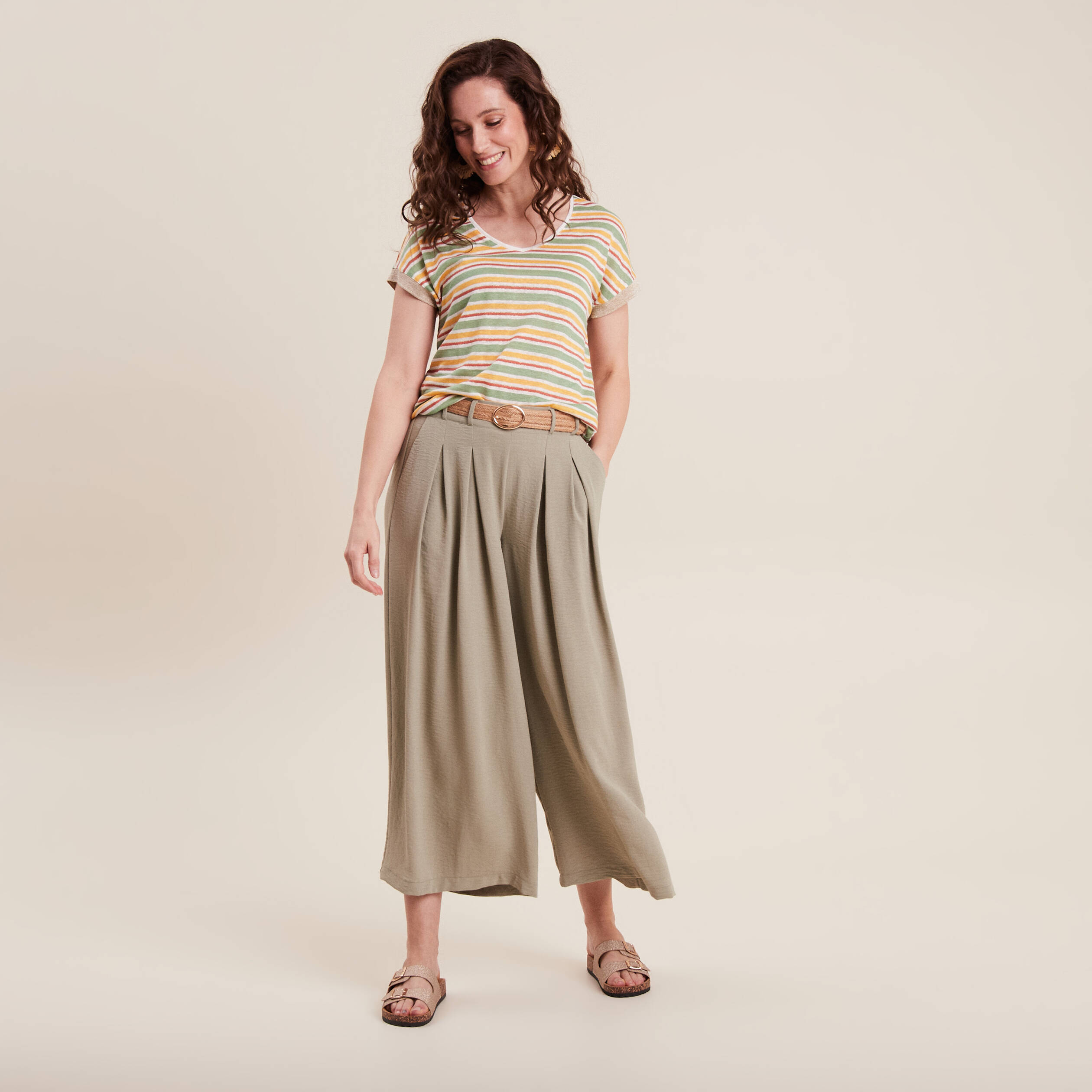 t shirt manches courtes beige femme T-shirt manches courtes beige femme