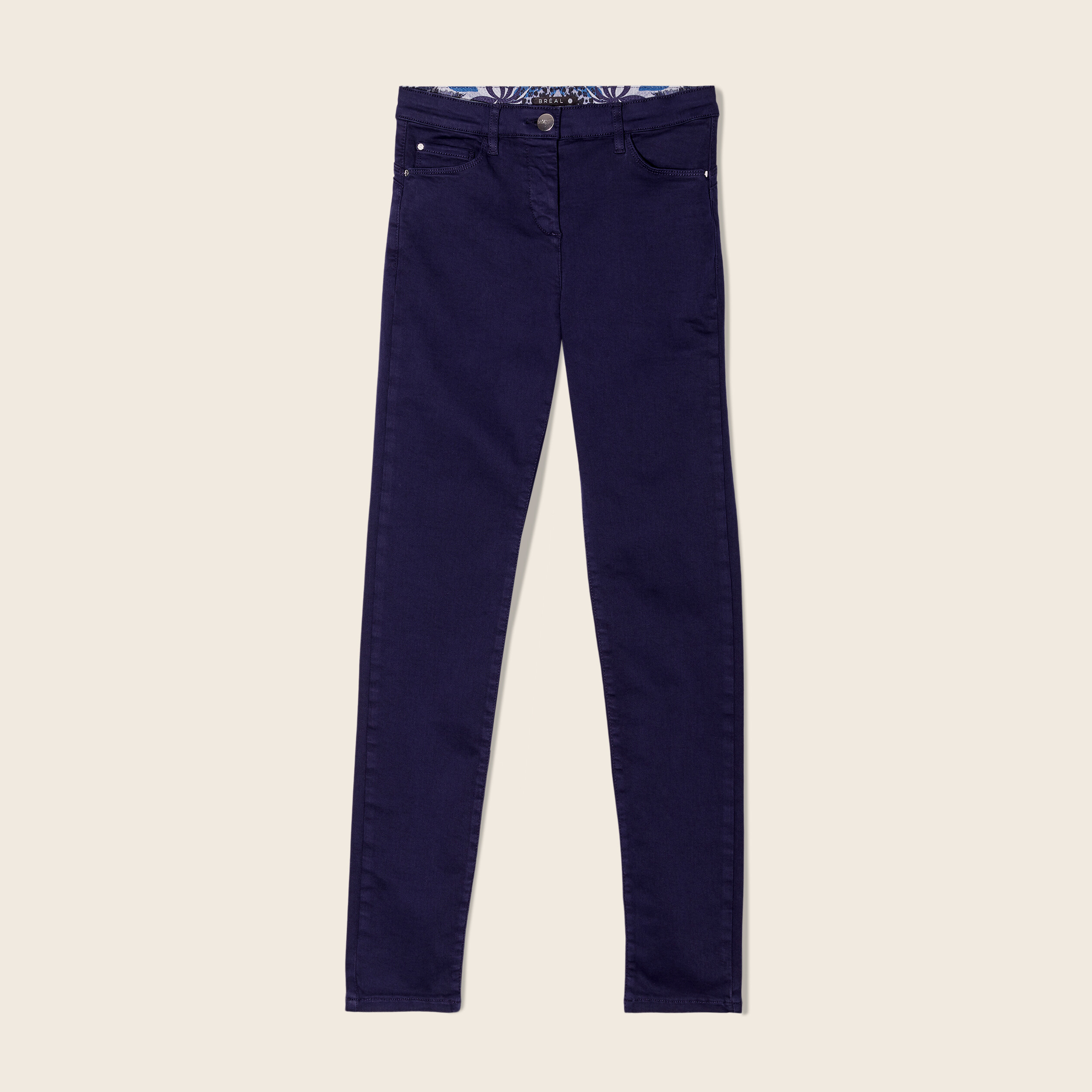 Jean magique ajusté taille standard bleu marine femme