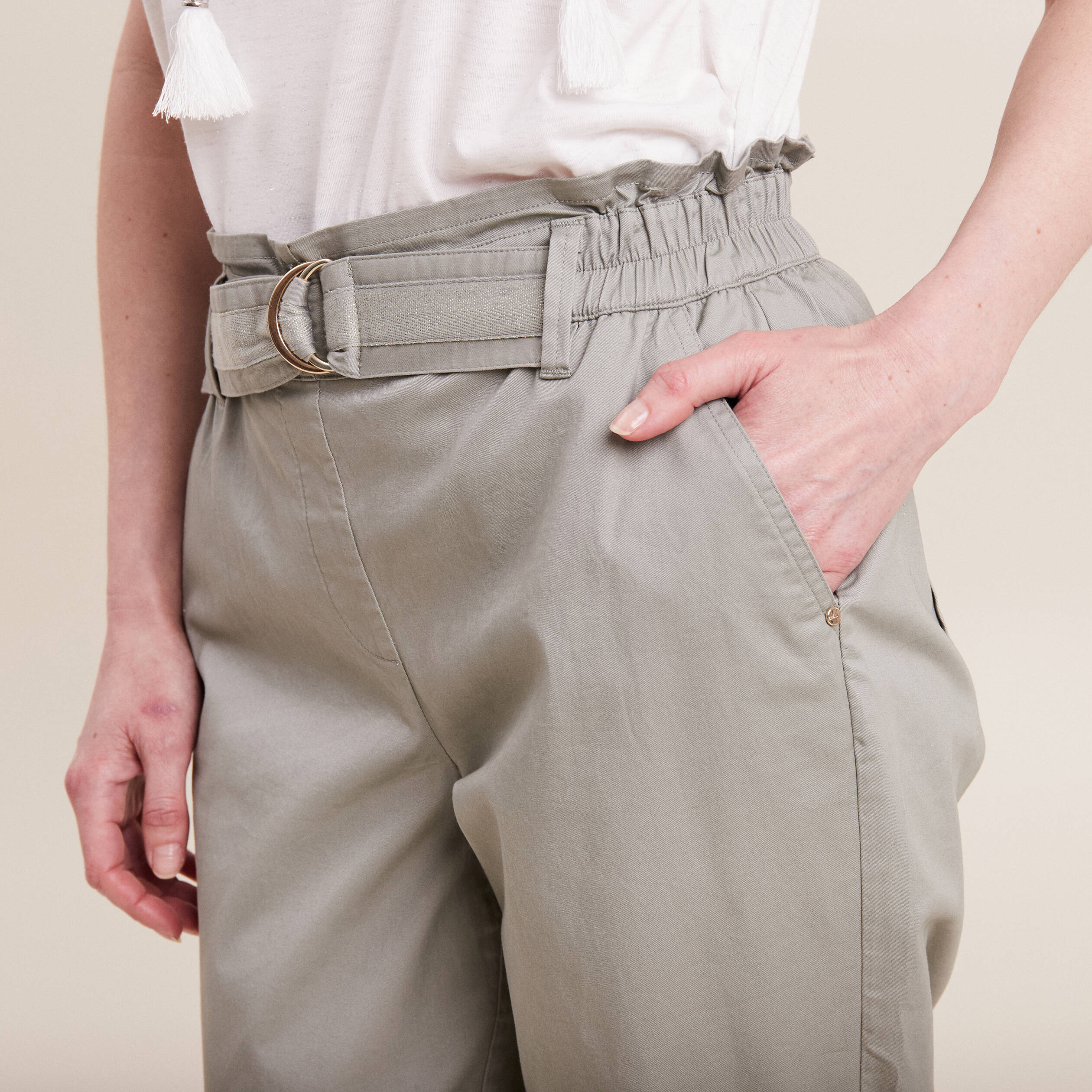 pantalon chino 78eme vert clair femme Pantalon chino 7/8ème vert clair femme