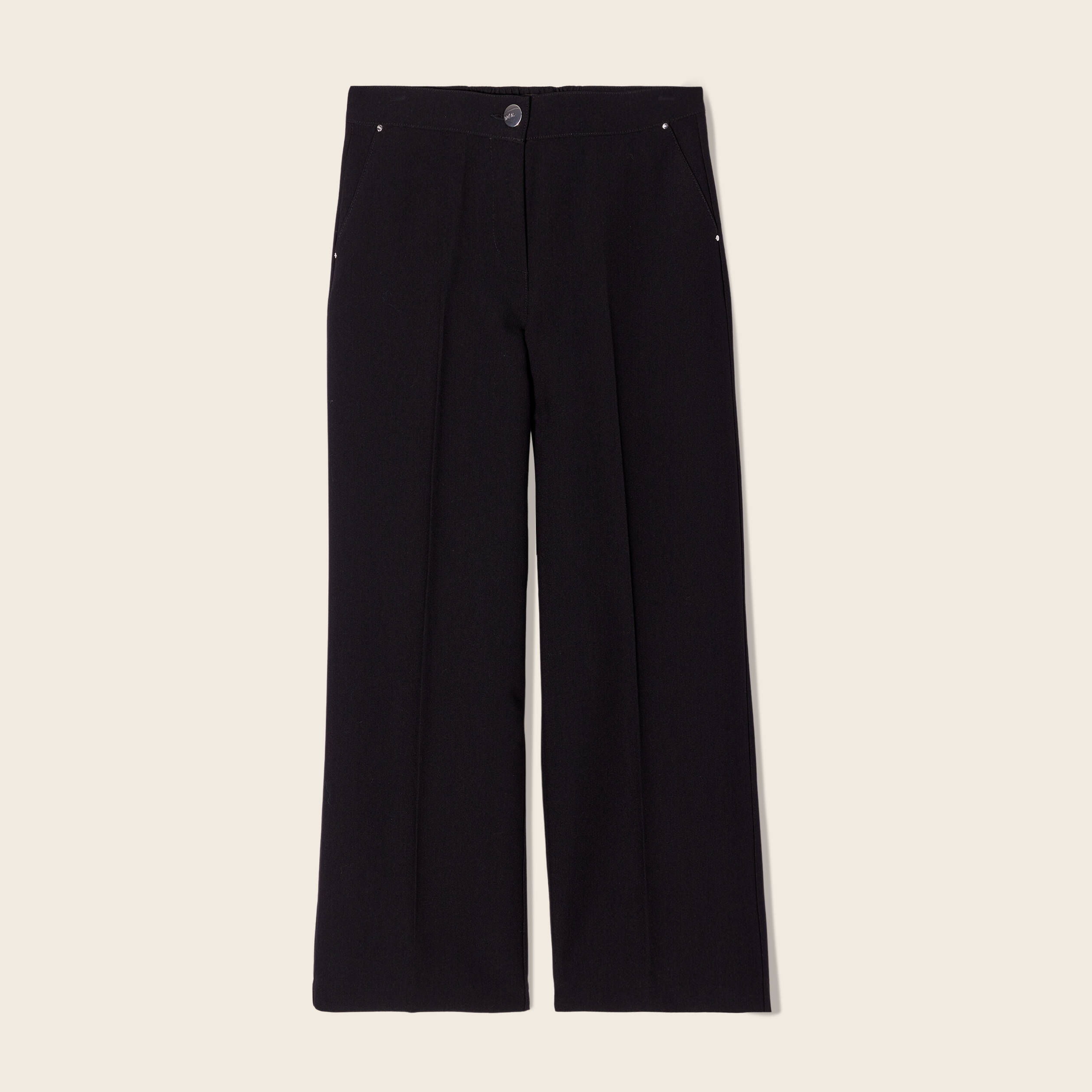 Pantalon large fluide à pinces noir femme