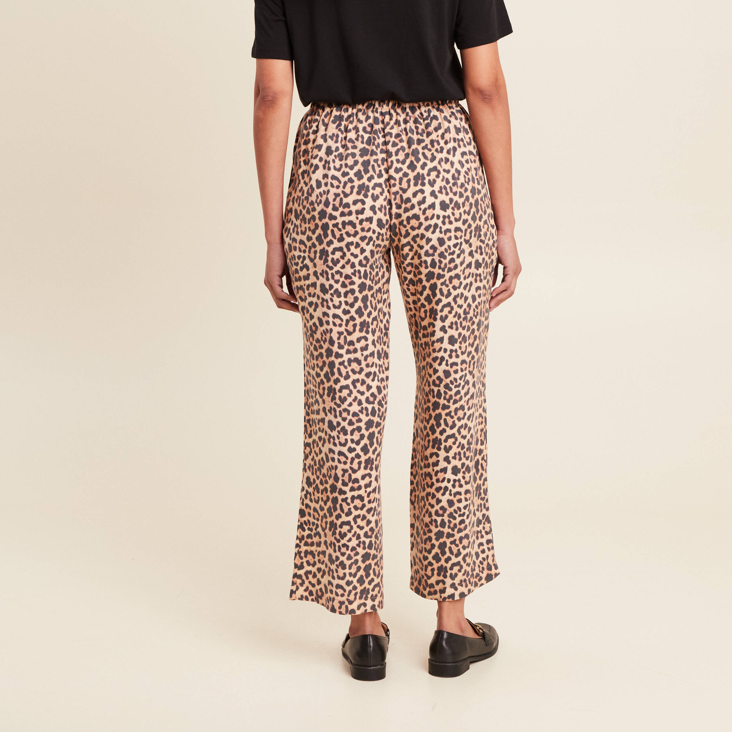 pantalon flou taille haute sable femme Pantalon flou taille haute sable femme