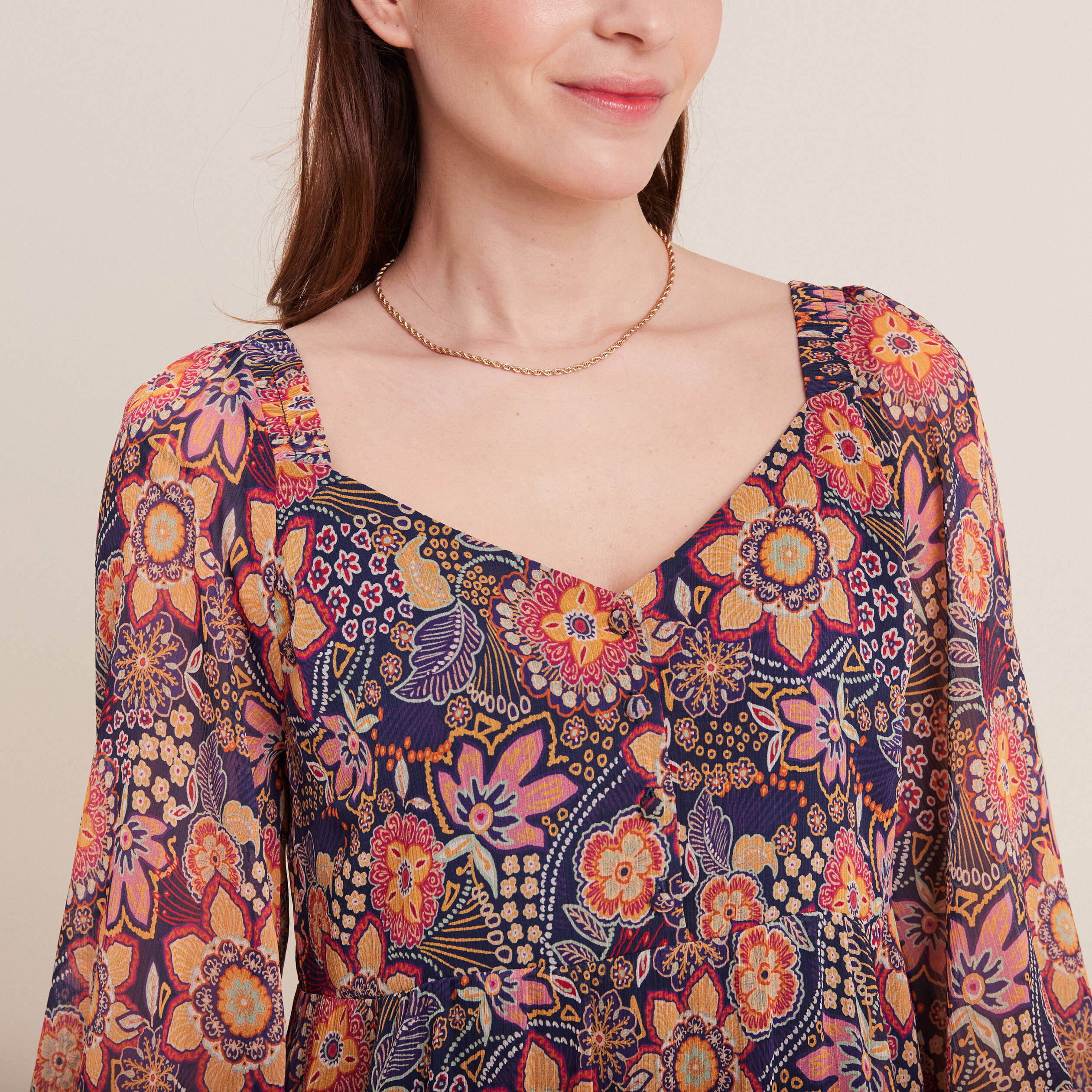 robe evasee manches 34 violet femme Robe évasée manches 3/4 violet femme