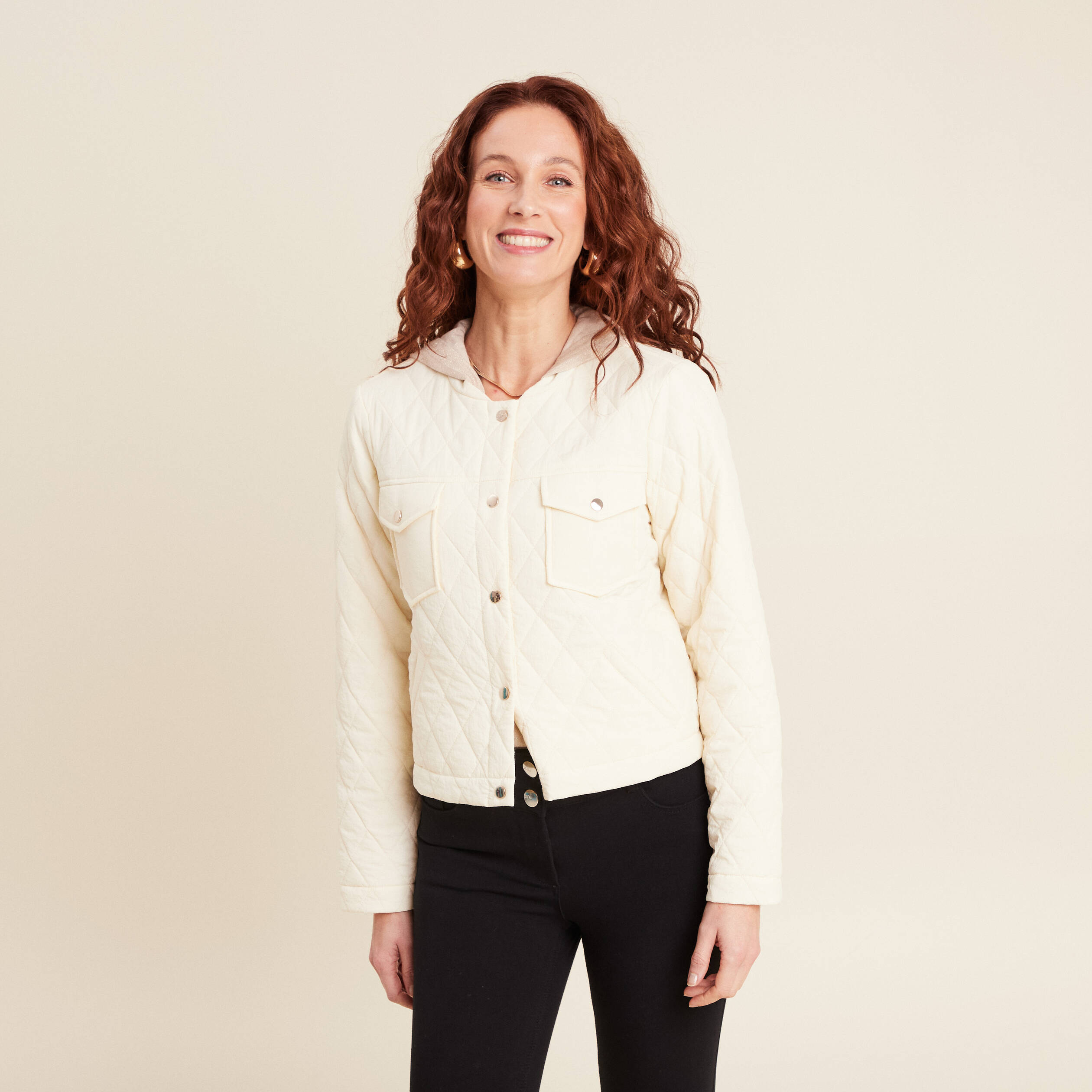 veste matelassee boutonnee ecru femme Veste matelassée boutonnée ecru femme