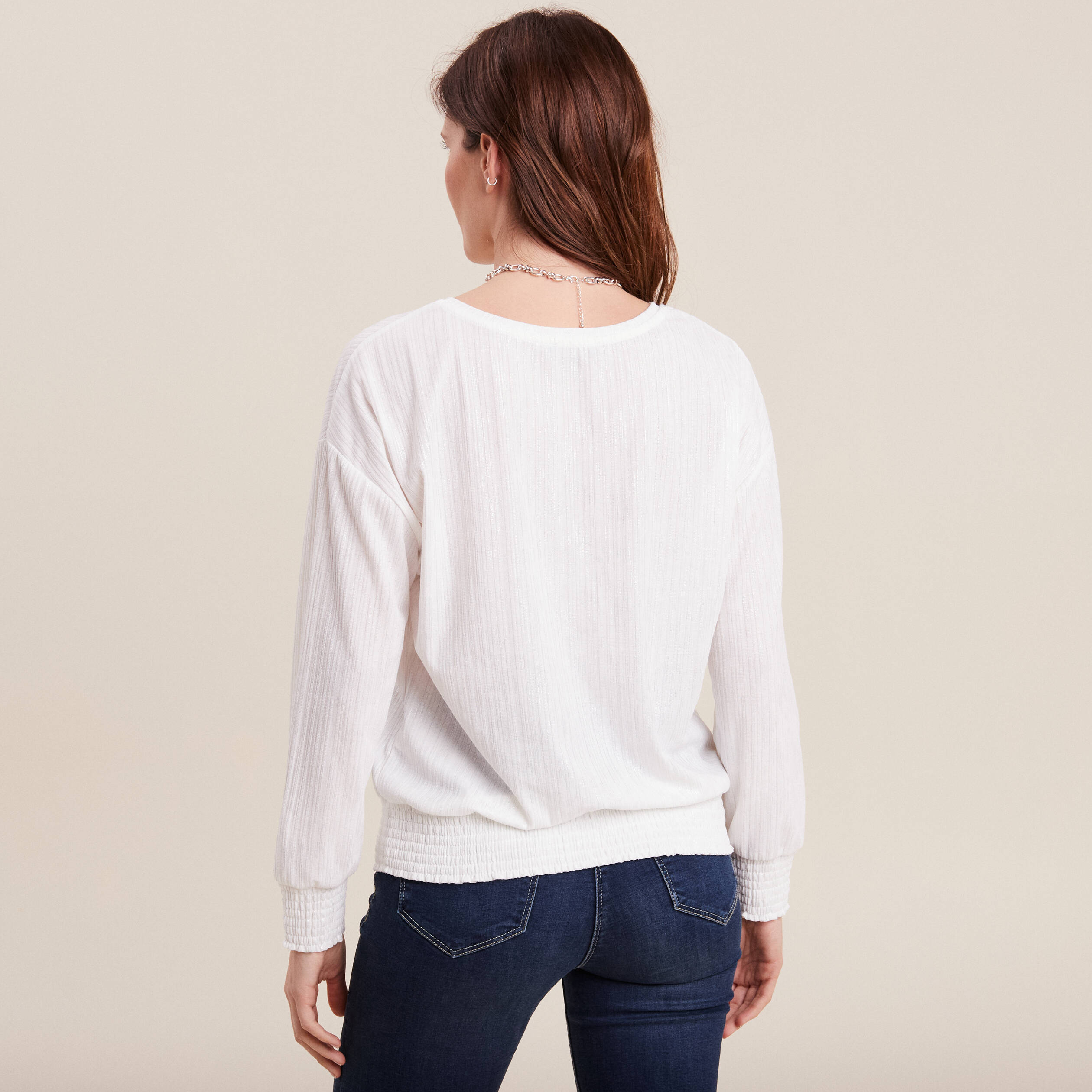 t shirt manches longues ecru femme T-shirt manches longues ecru femme