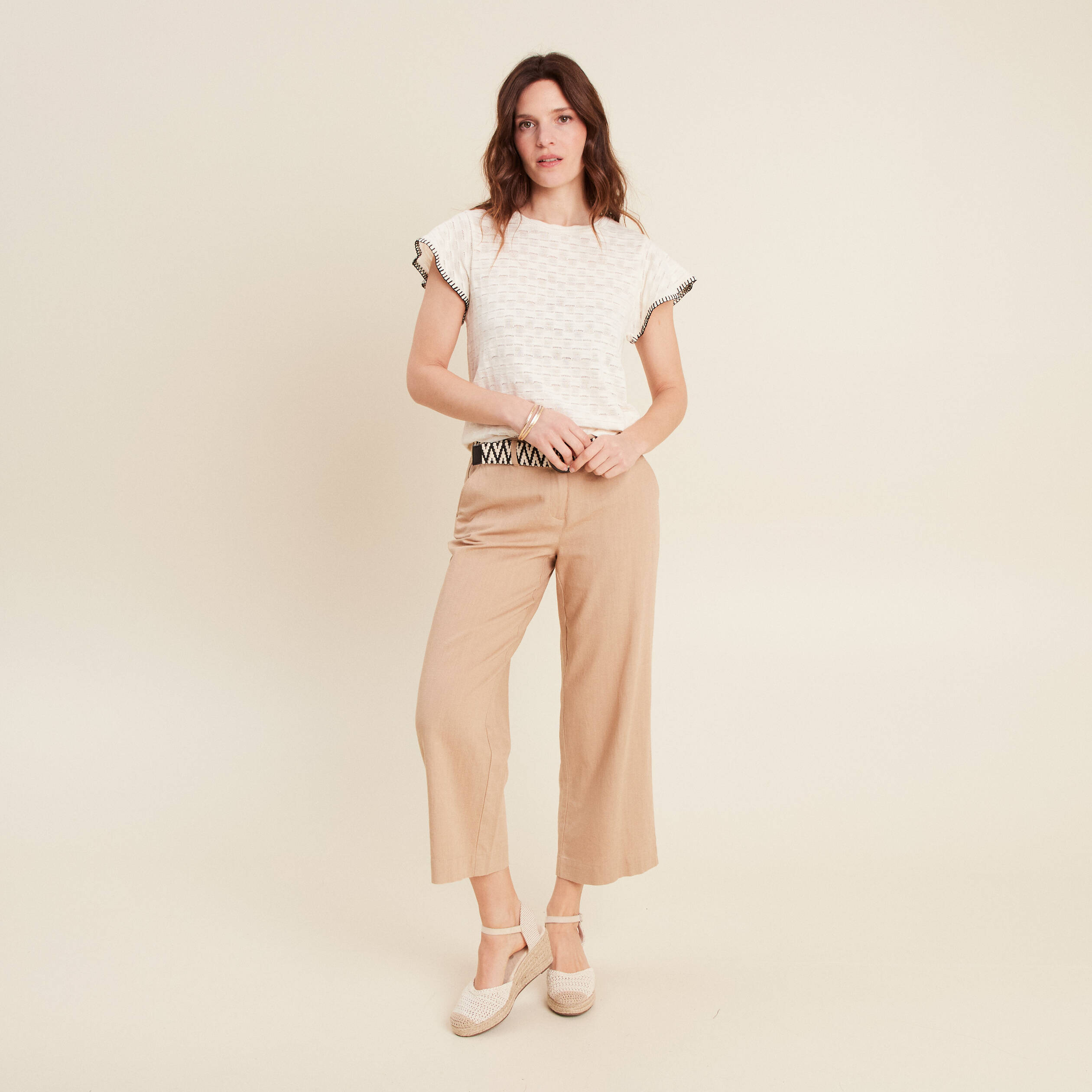 t shirt manches courtes ecru femme T-shirt manches courtes ecru femme