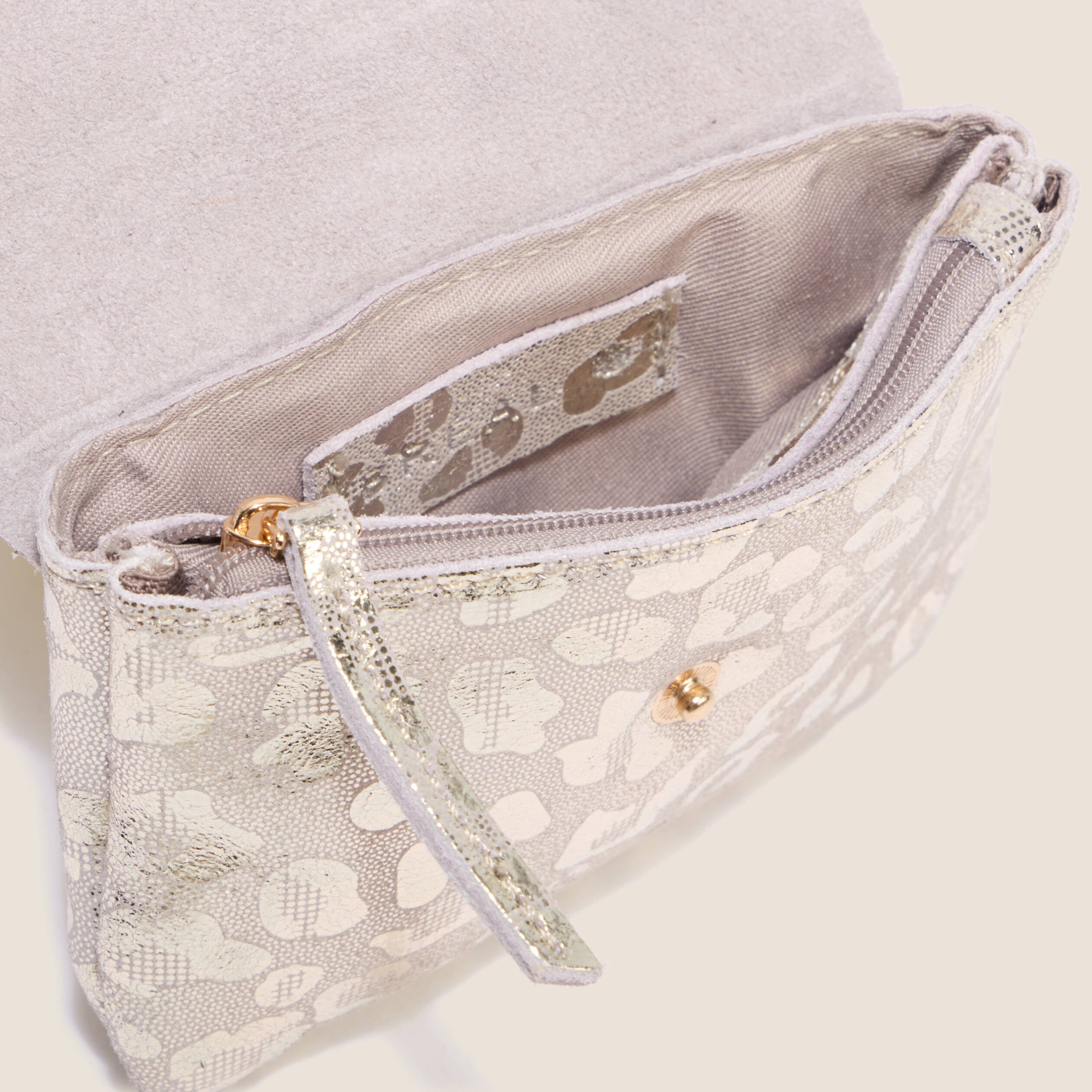 Porte-monnaie en cro&ucirc;te de cuir gris femme