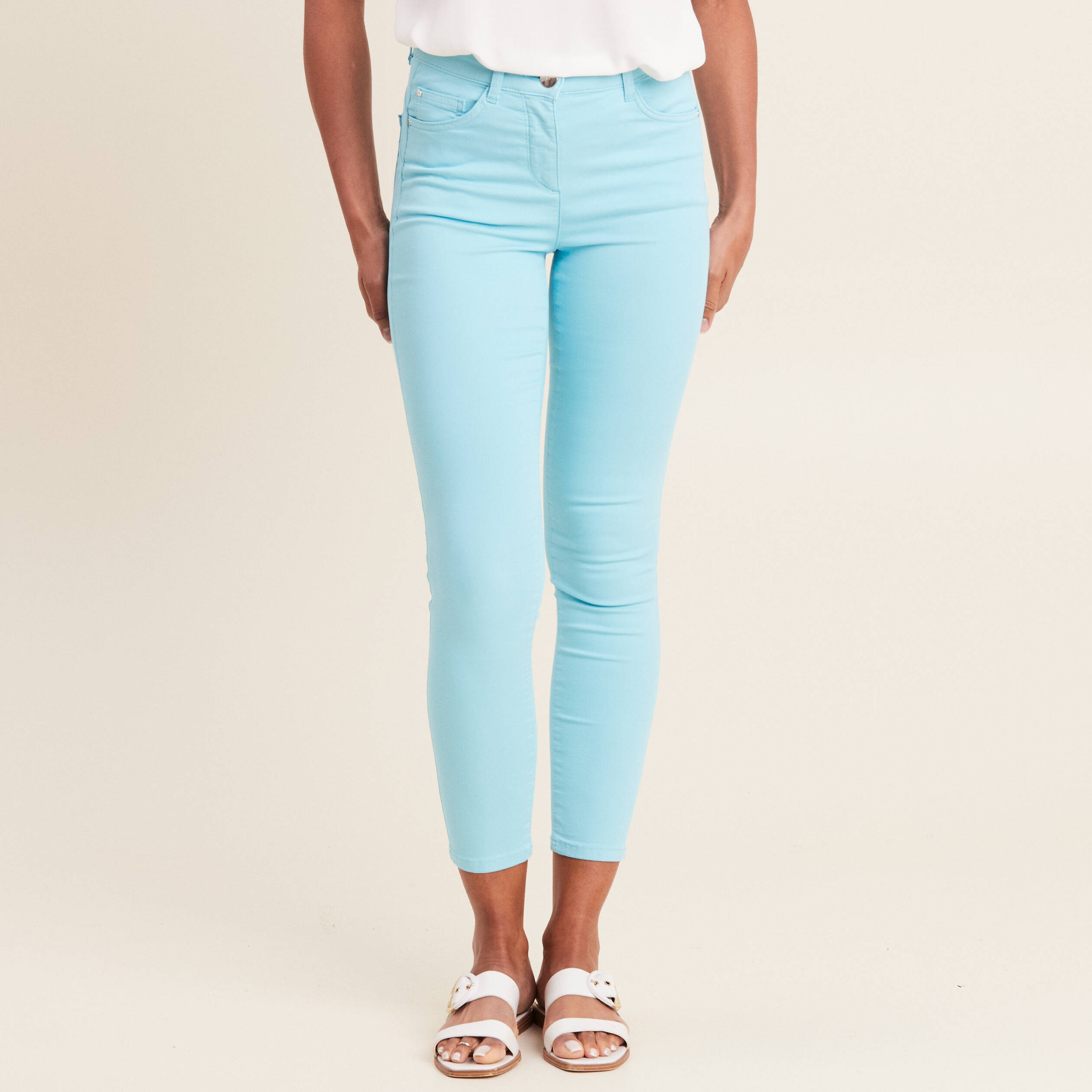 pantalon leger taille standard 78eme bleu femme Pantalon léger taille standard 7/8ème bleu femme