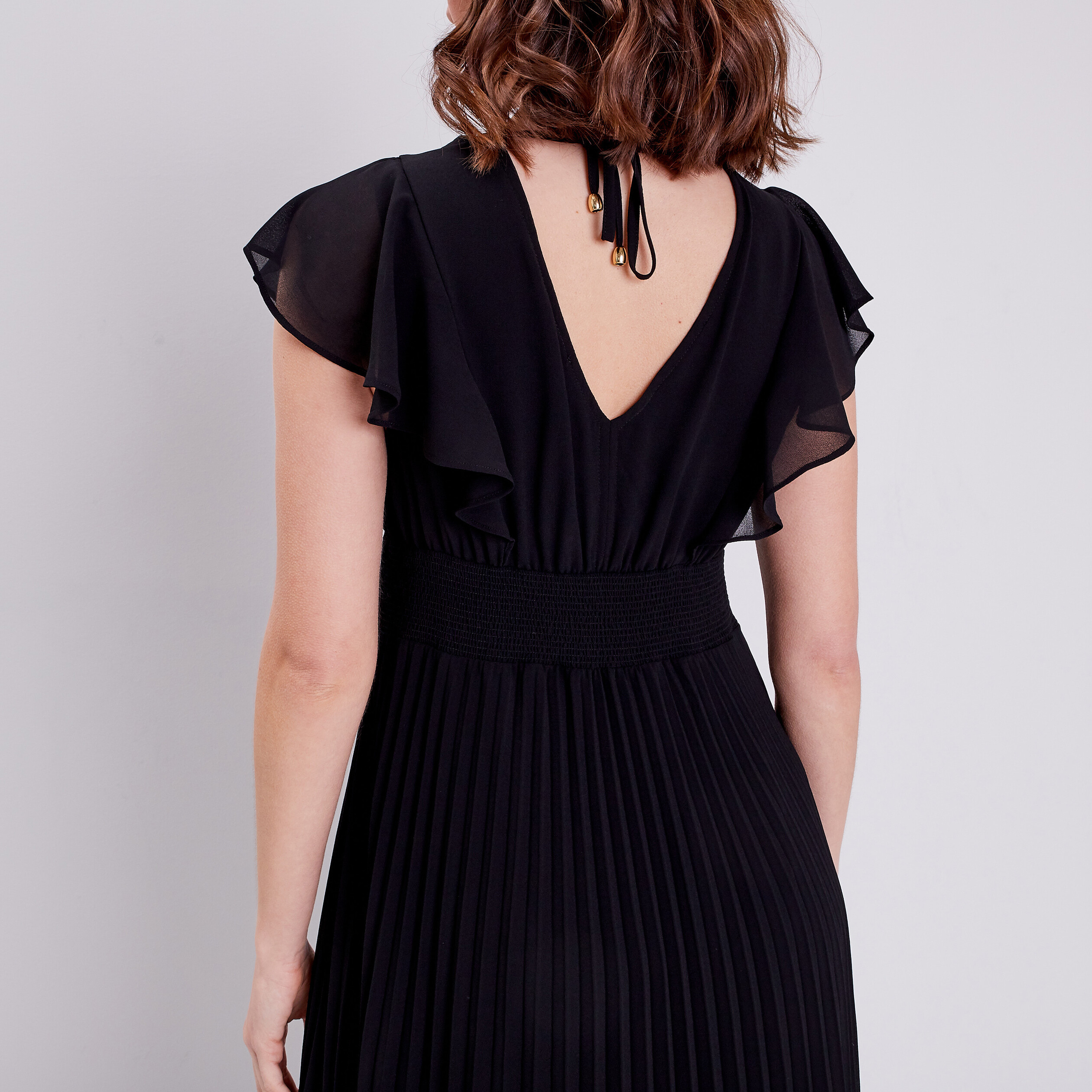 robe longue evasee a volants noir femme Robe longue évasée à volants noir femme