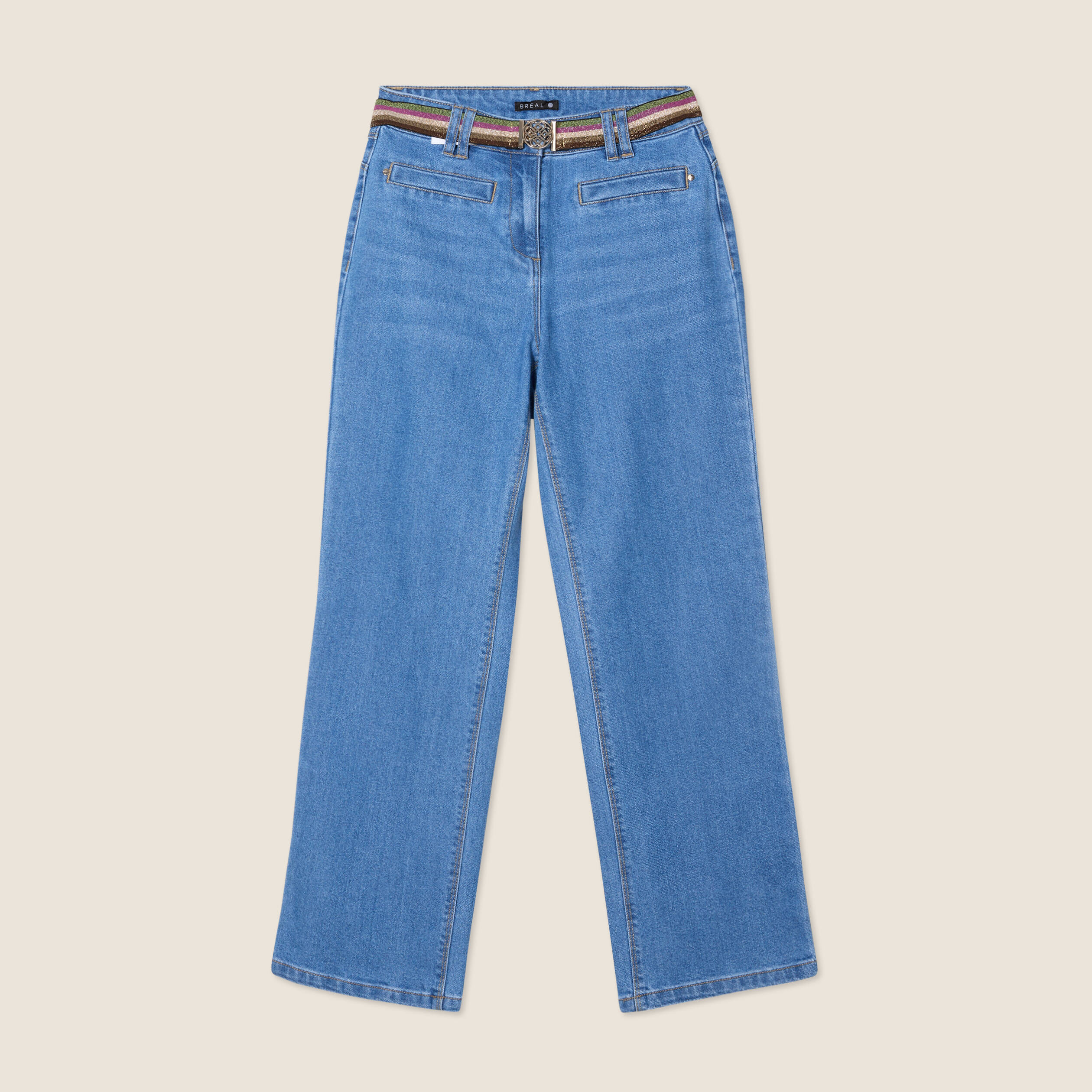 jean large ceinture denim double stone femme Jean large ceinturé denim double stone femme