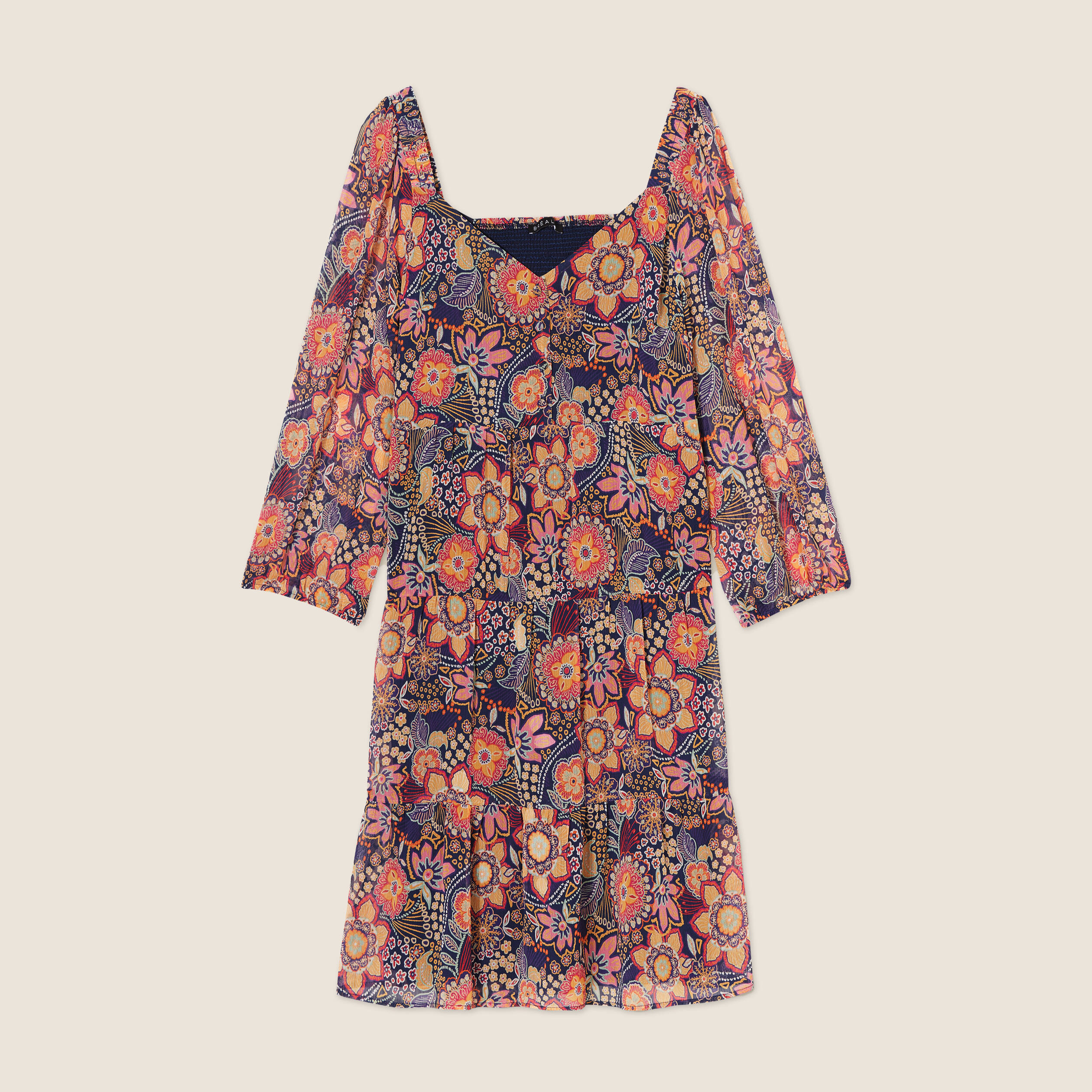 robe evasee manches 34 violet femme Robe évasée manches 3/4 violet femme