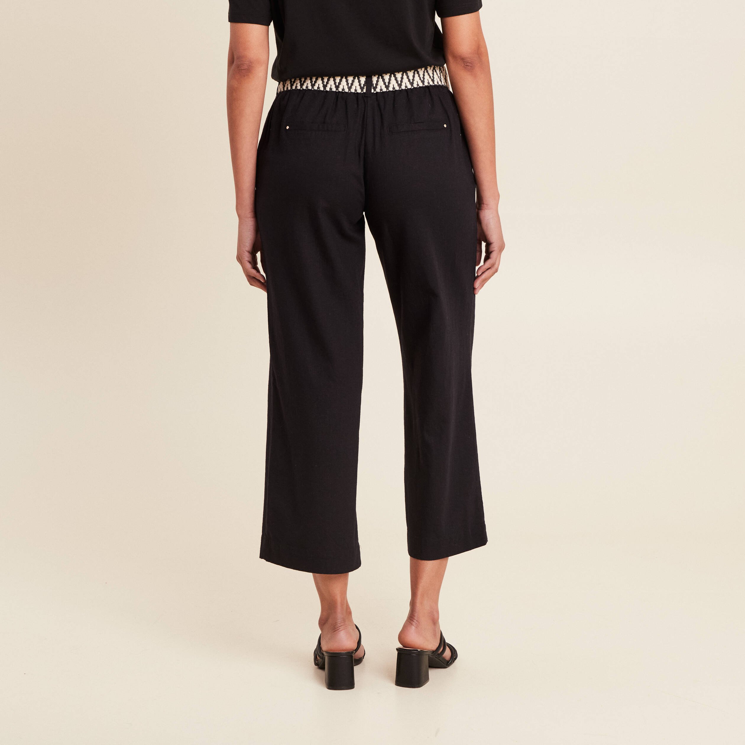 pantalon large 78eme ceinture noir femme Pantalon large 7/8ème ceinturé noir femme