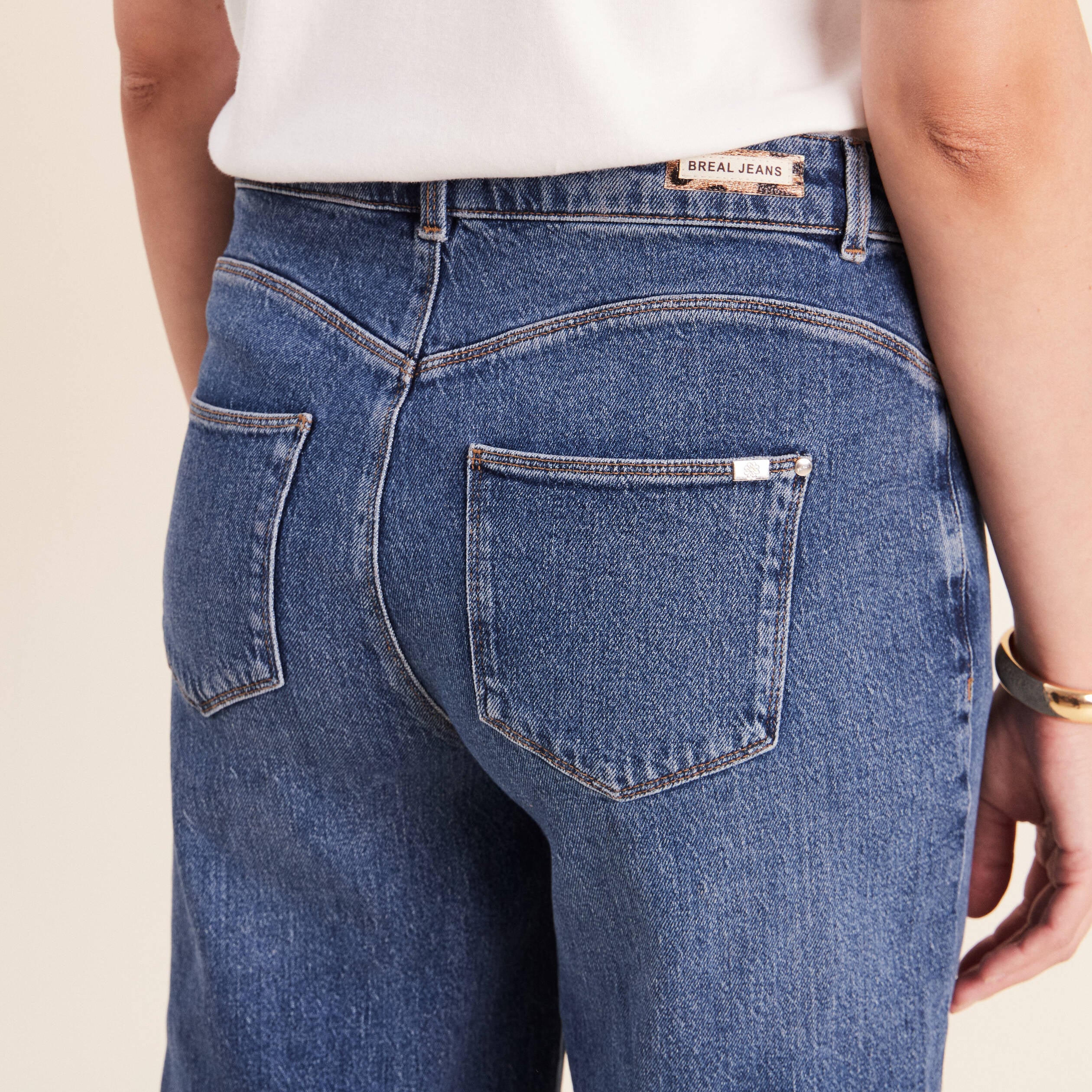 Jean bermuda taille haute denim denim stone femme