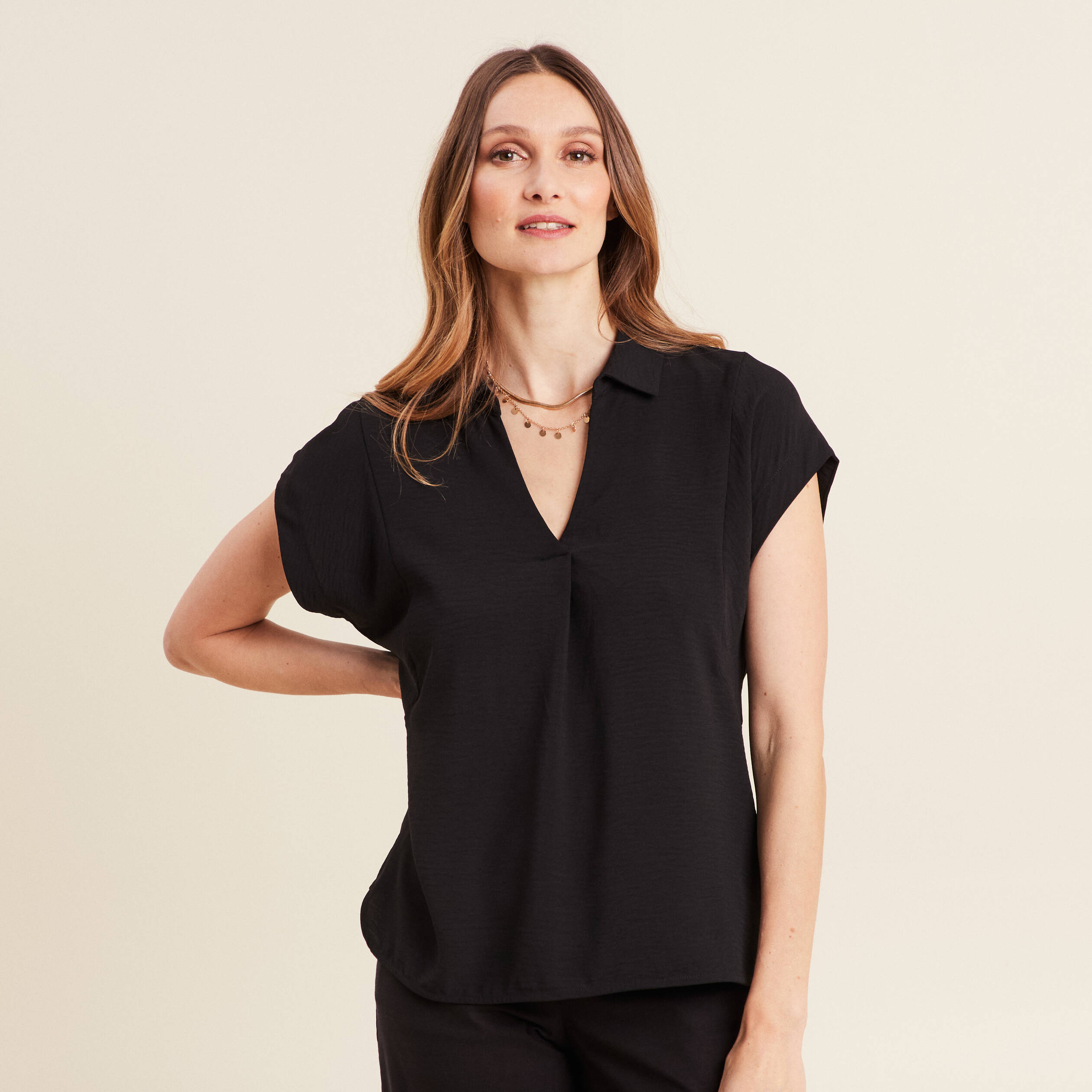 blouse manches courtes noir femme Blouse manches courtes noir femme