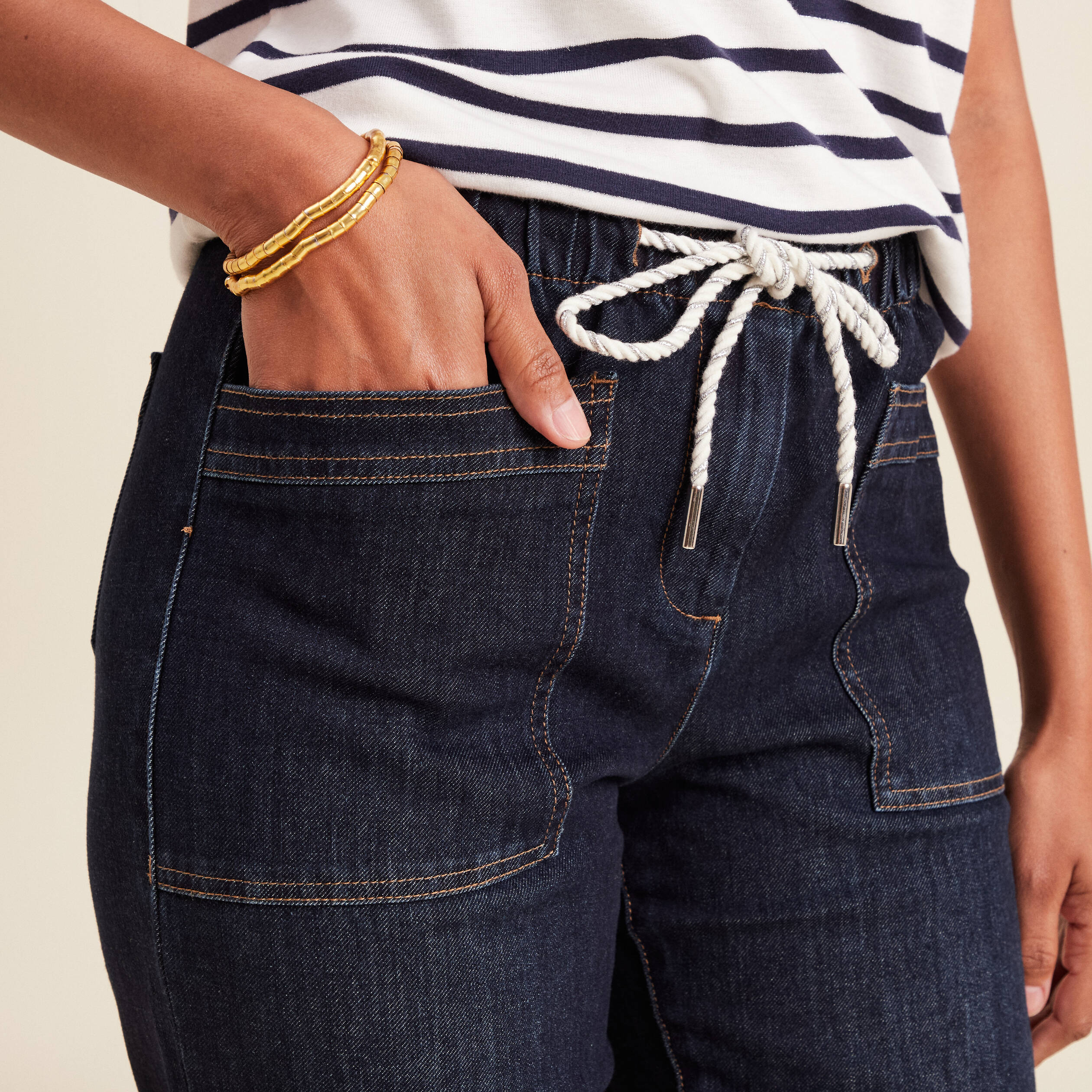 jean large a coulisse denim brut femme Jean large à coulisse denim brut femme
