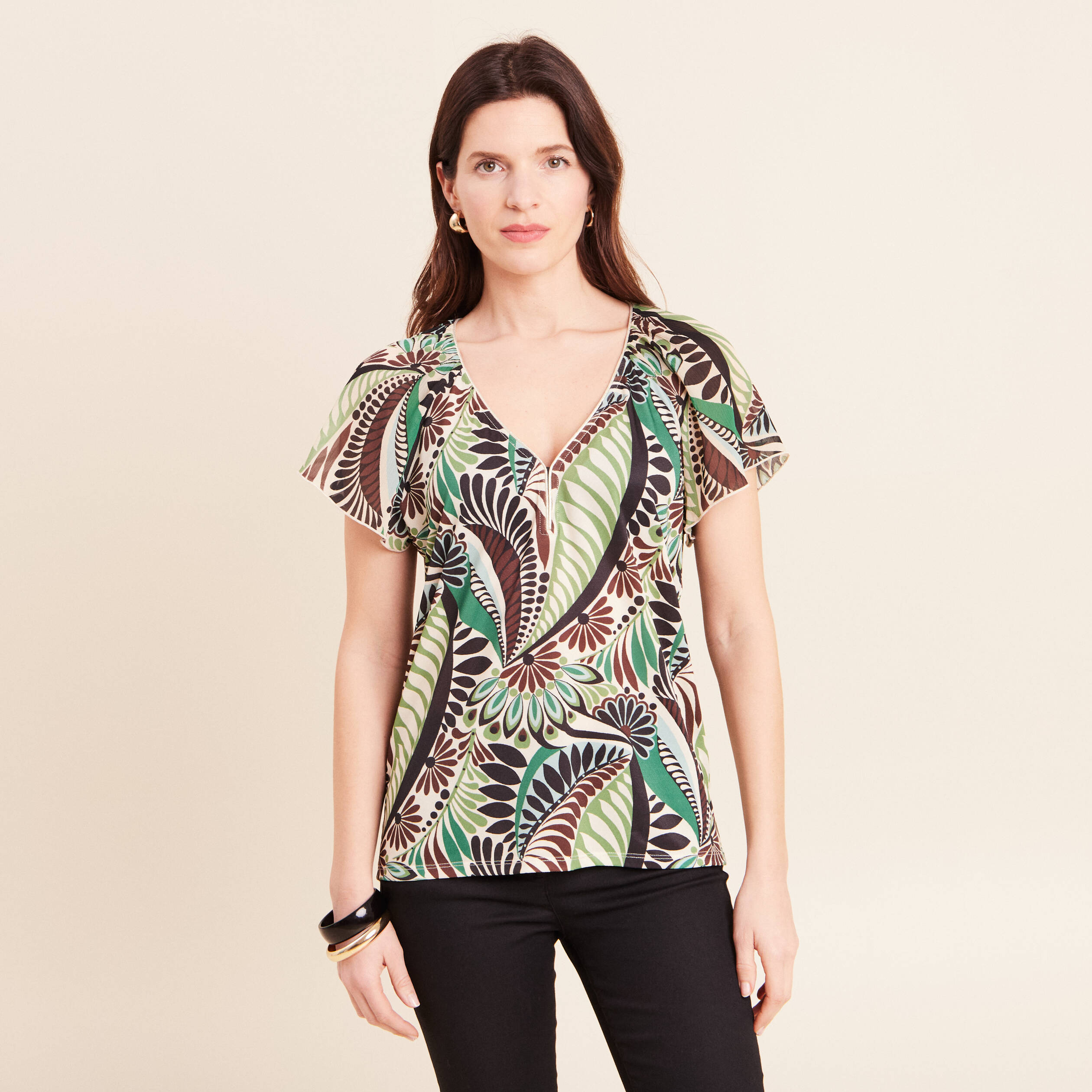 T-shirt manches courtes vert femme