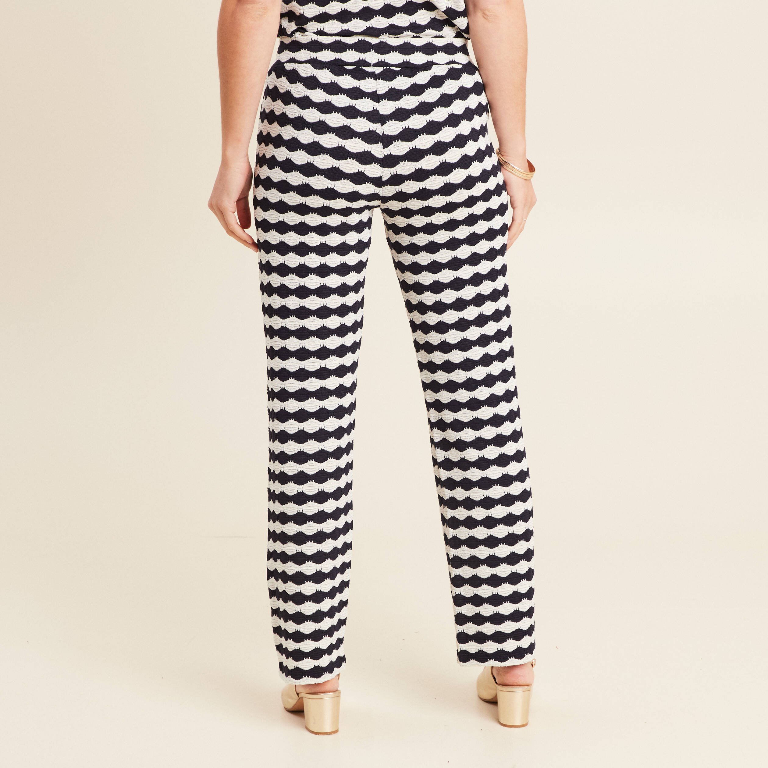 pantalon large taille haute bleu marine femme Pantalon large taille haute bleu marine femme