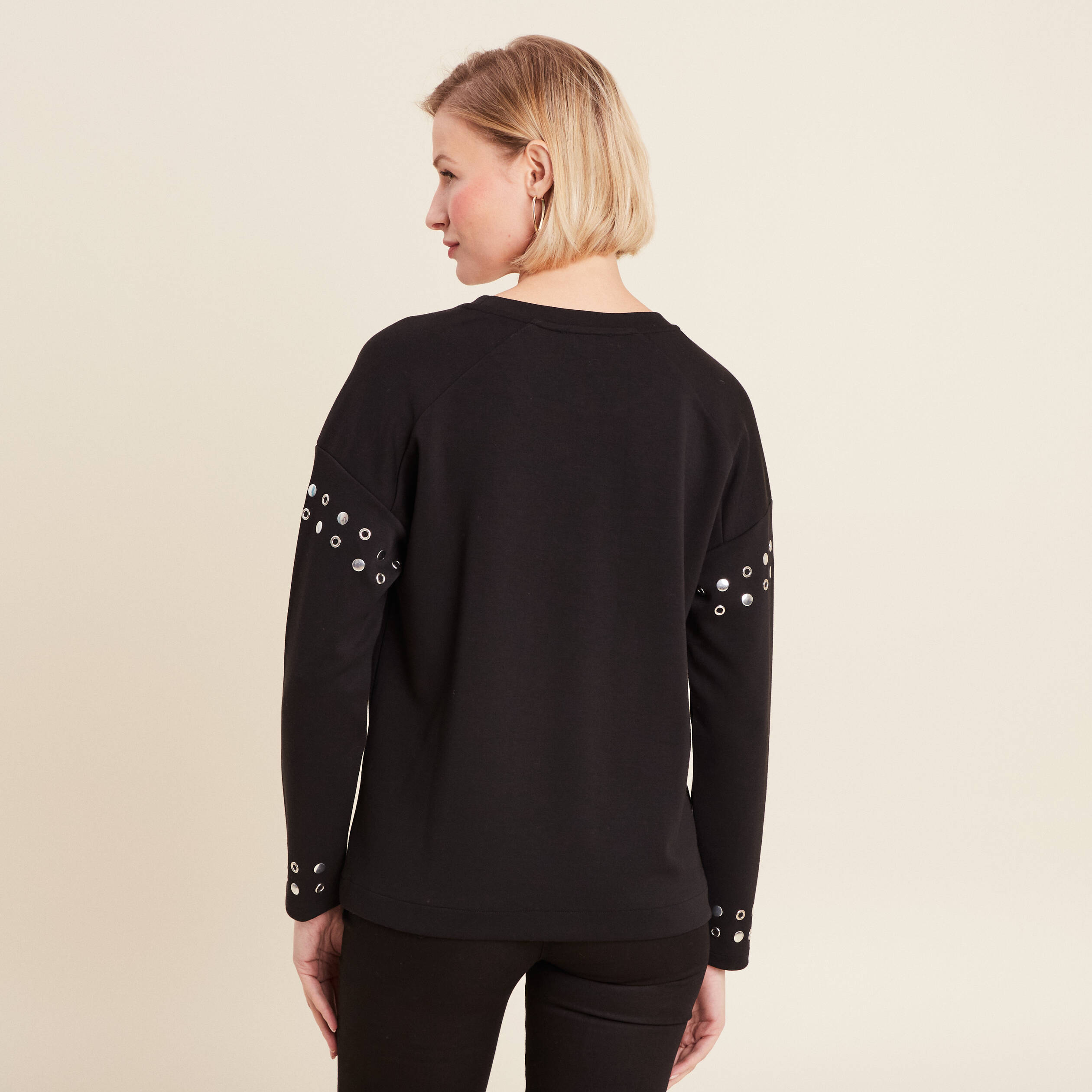 sweat manches longues clous noir femme Sweat manches longues clous noir femme