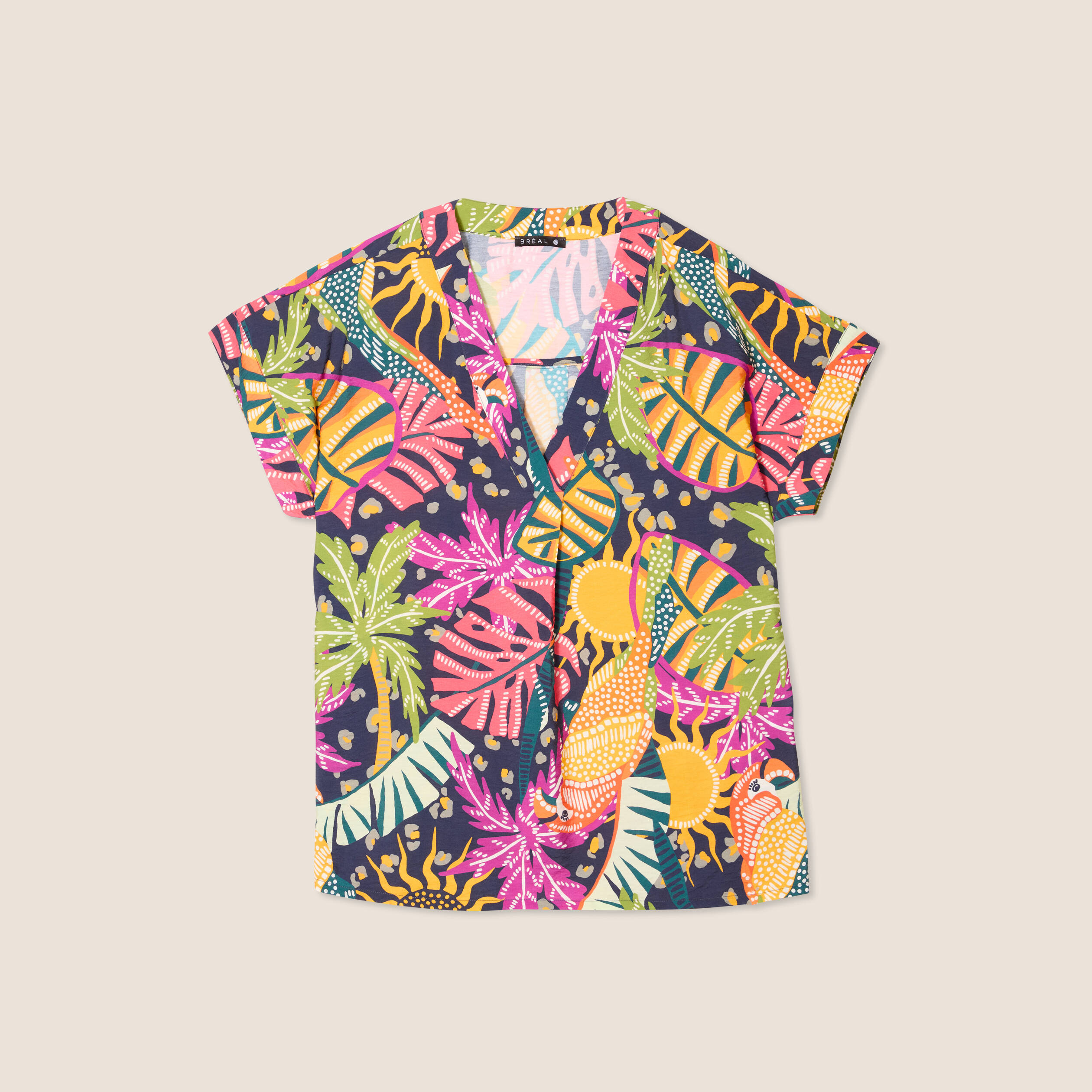 blouse ample manches courtes multicolore femme Blouse ample manches courtes multicolore femme