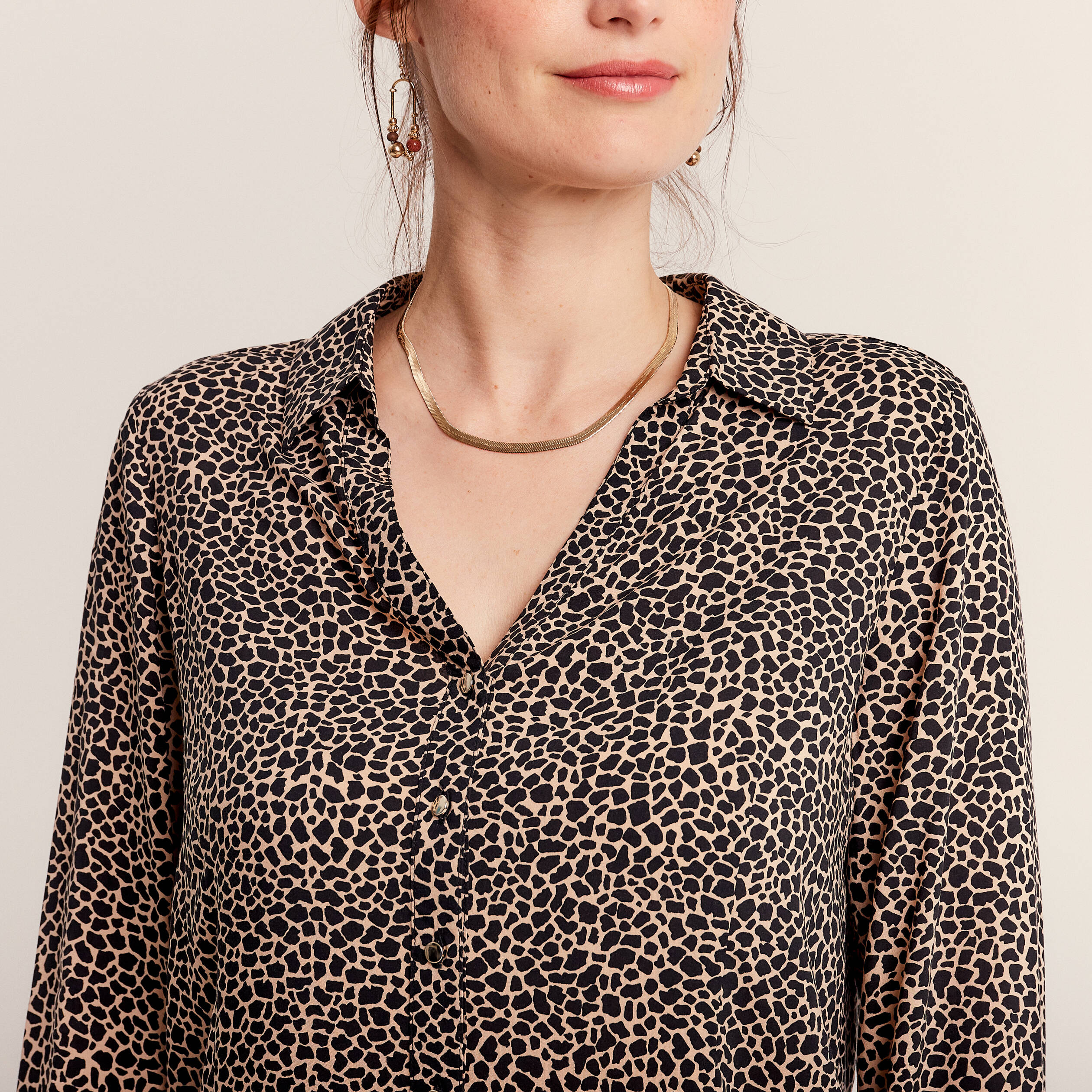 Chemise manches longues noir femme