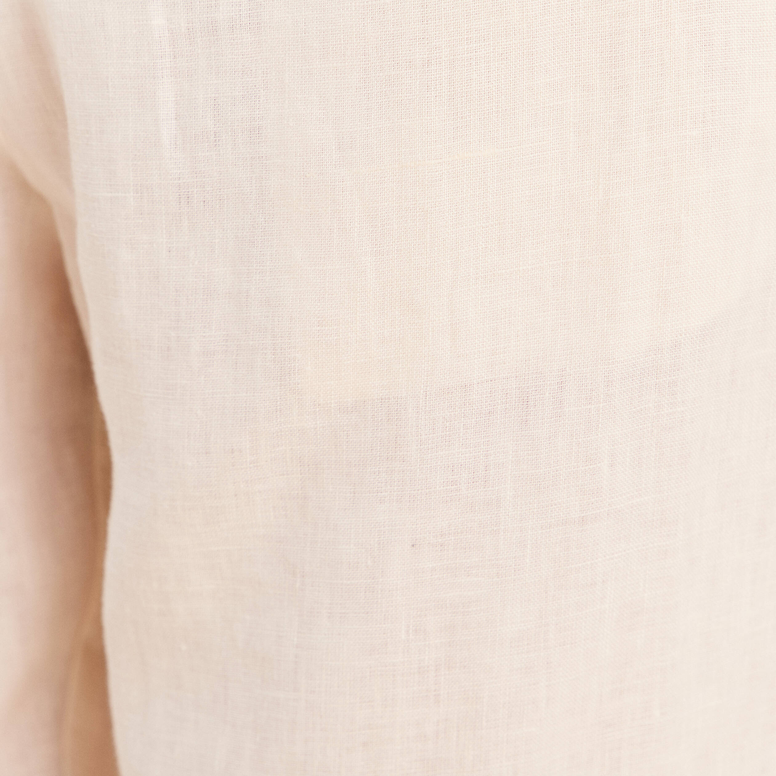 Pantalon coupe chino en lin ceintur&eacute; beige femme