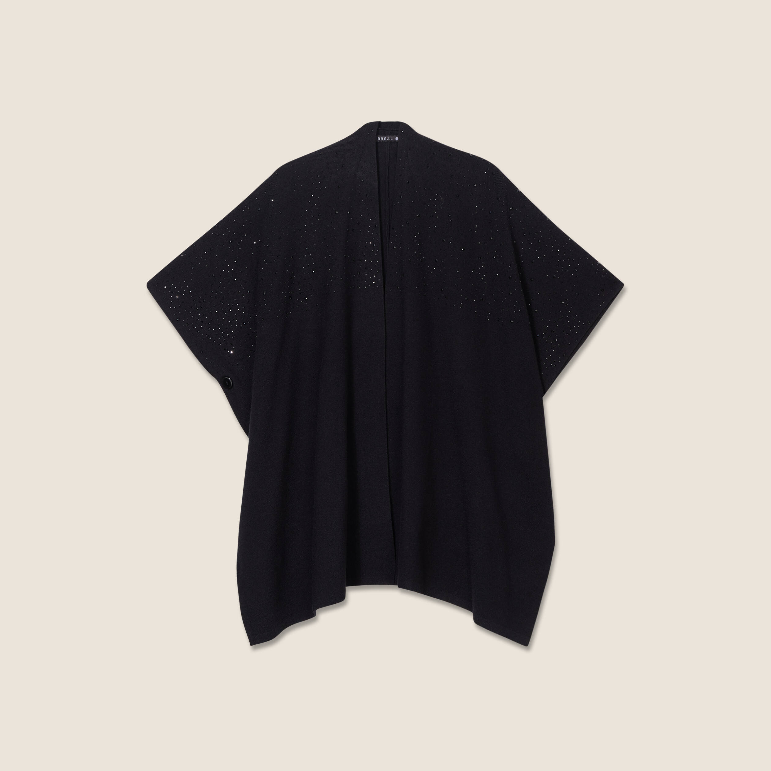 poncho mi long avec strass noir femme Poncho mi-long avec strass noir femme