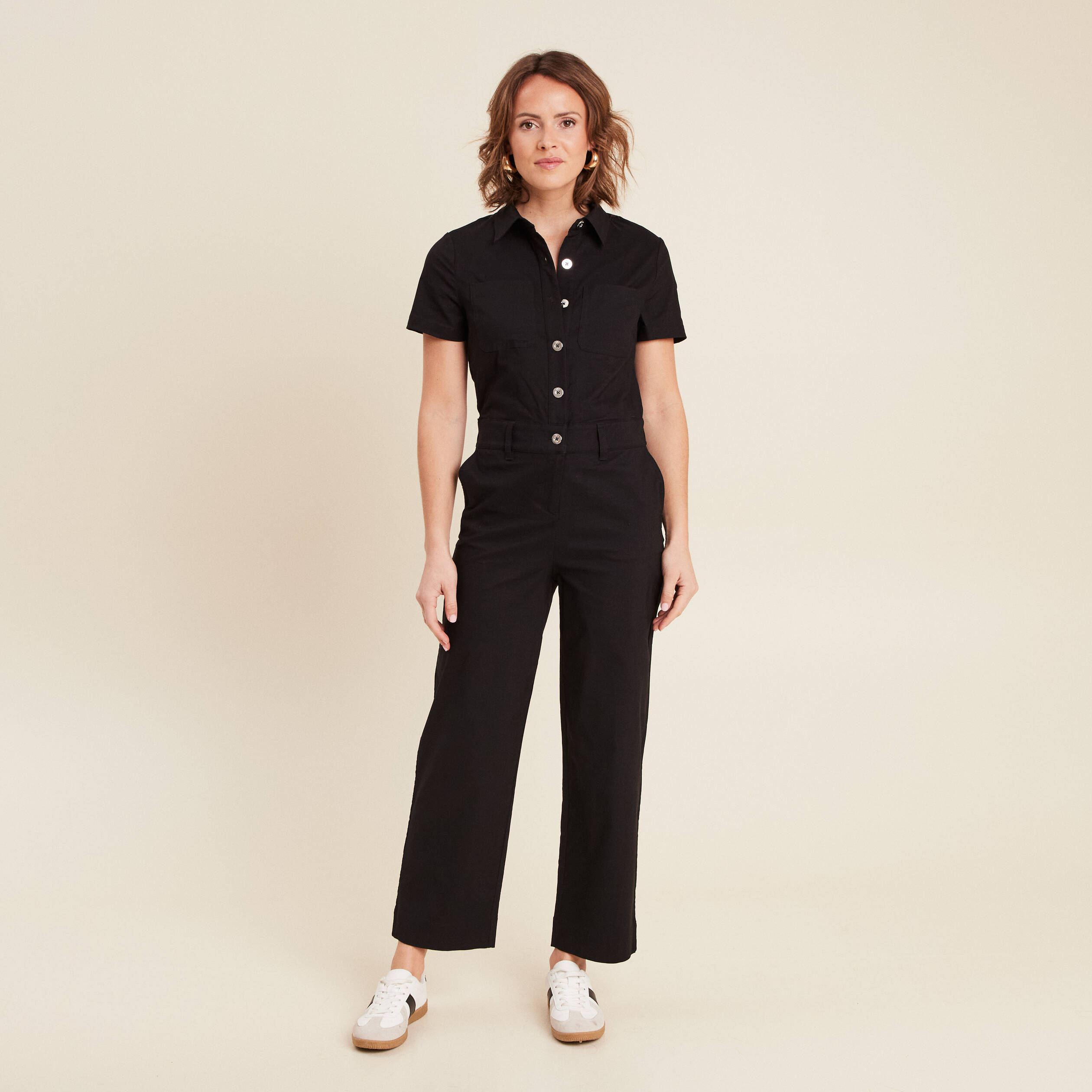 combinaison pantalon boutonnee noir femme Combinaison pantalon boutonnée noir femme