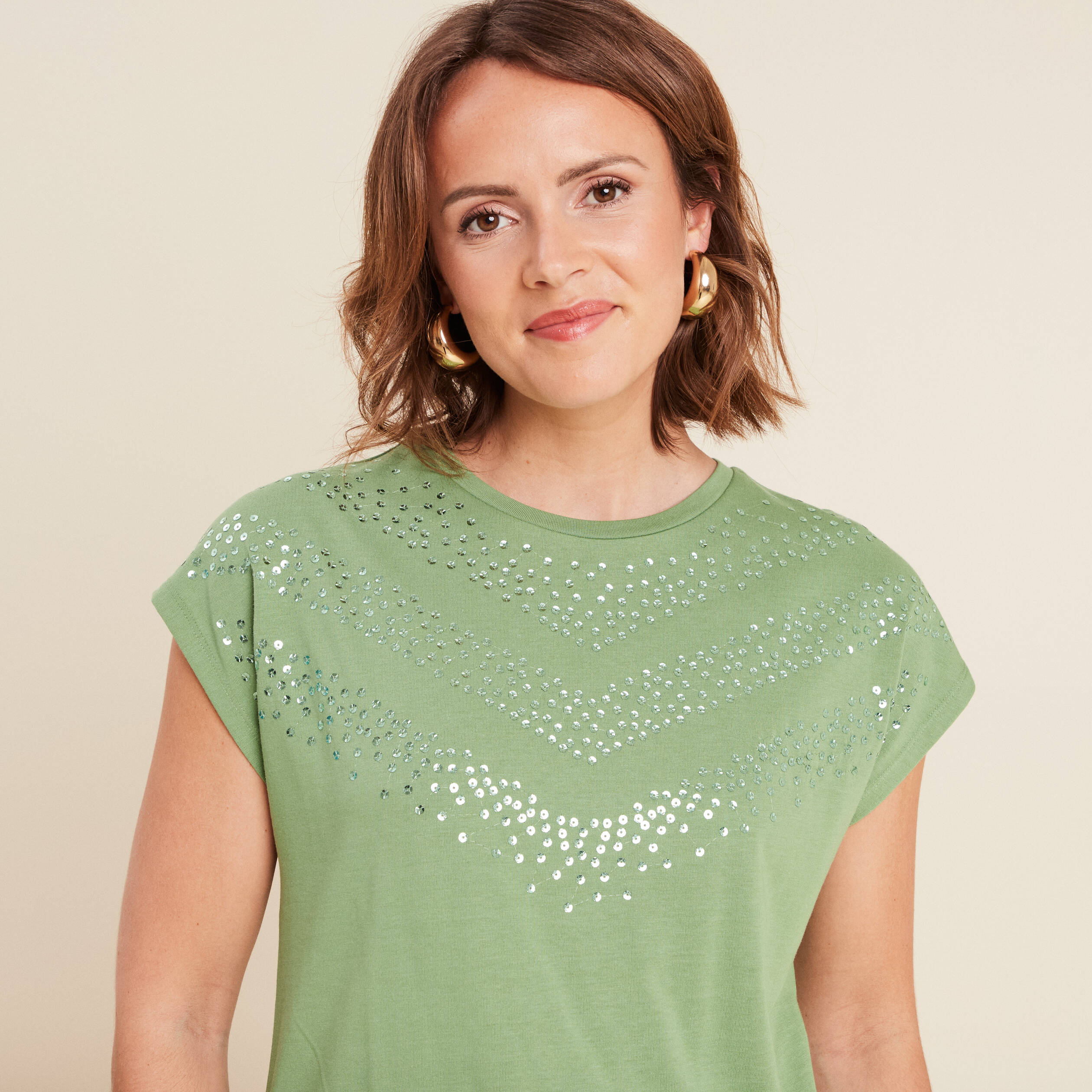 t shirt manches courtes vert femme T-shirt manches courtes vert femme