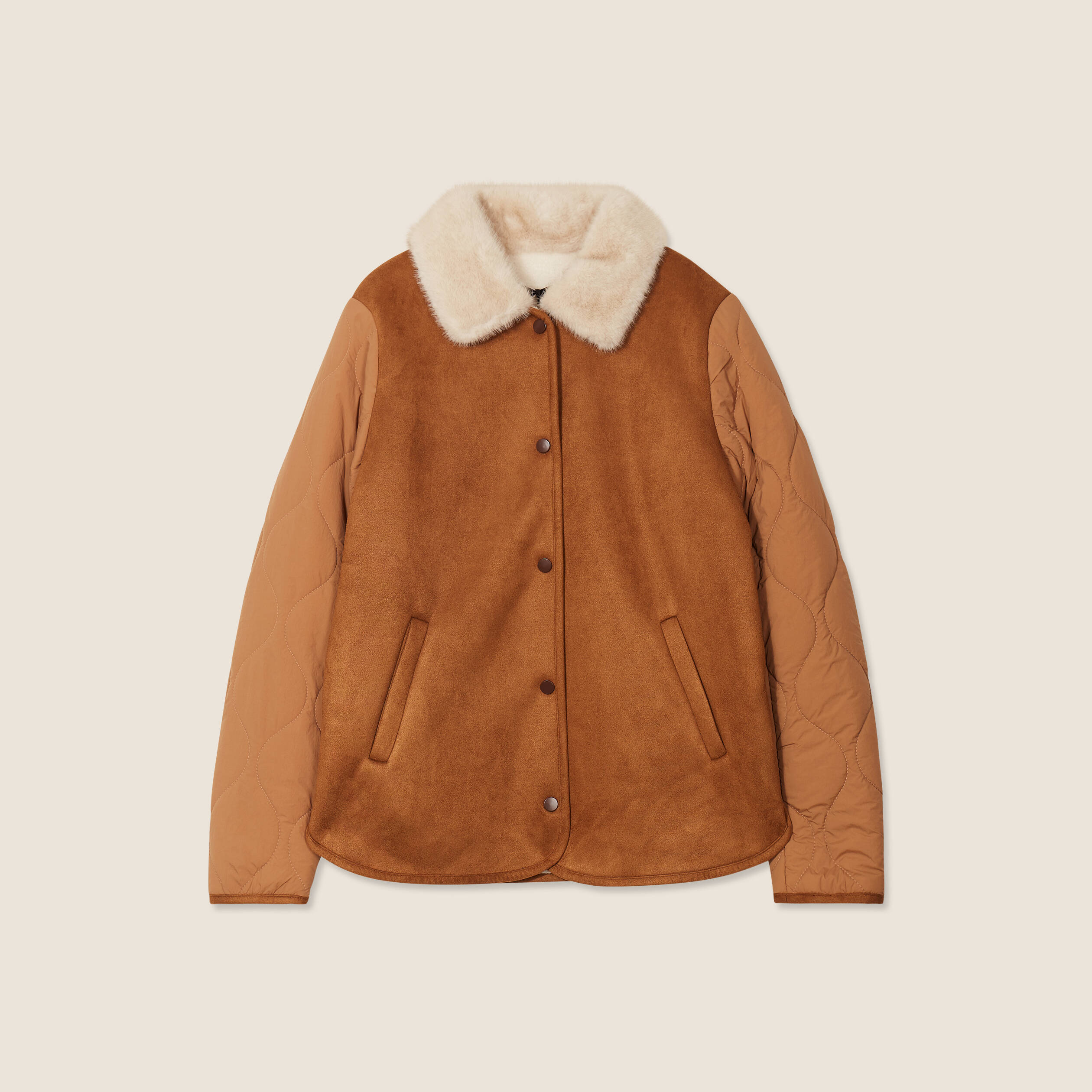 blouson suedine boutonne camel femme Blouson suédine boutonné camel femme