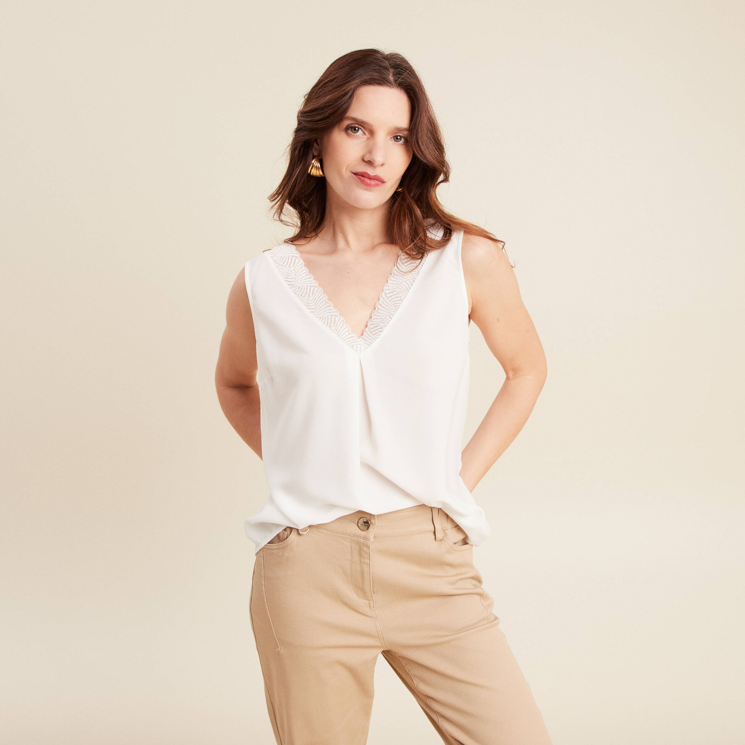 debardeur sans manches ecru femme Débardeur sans manches ecru femme