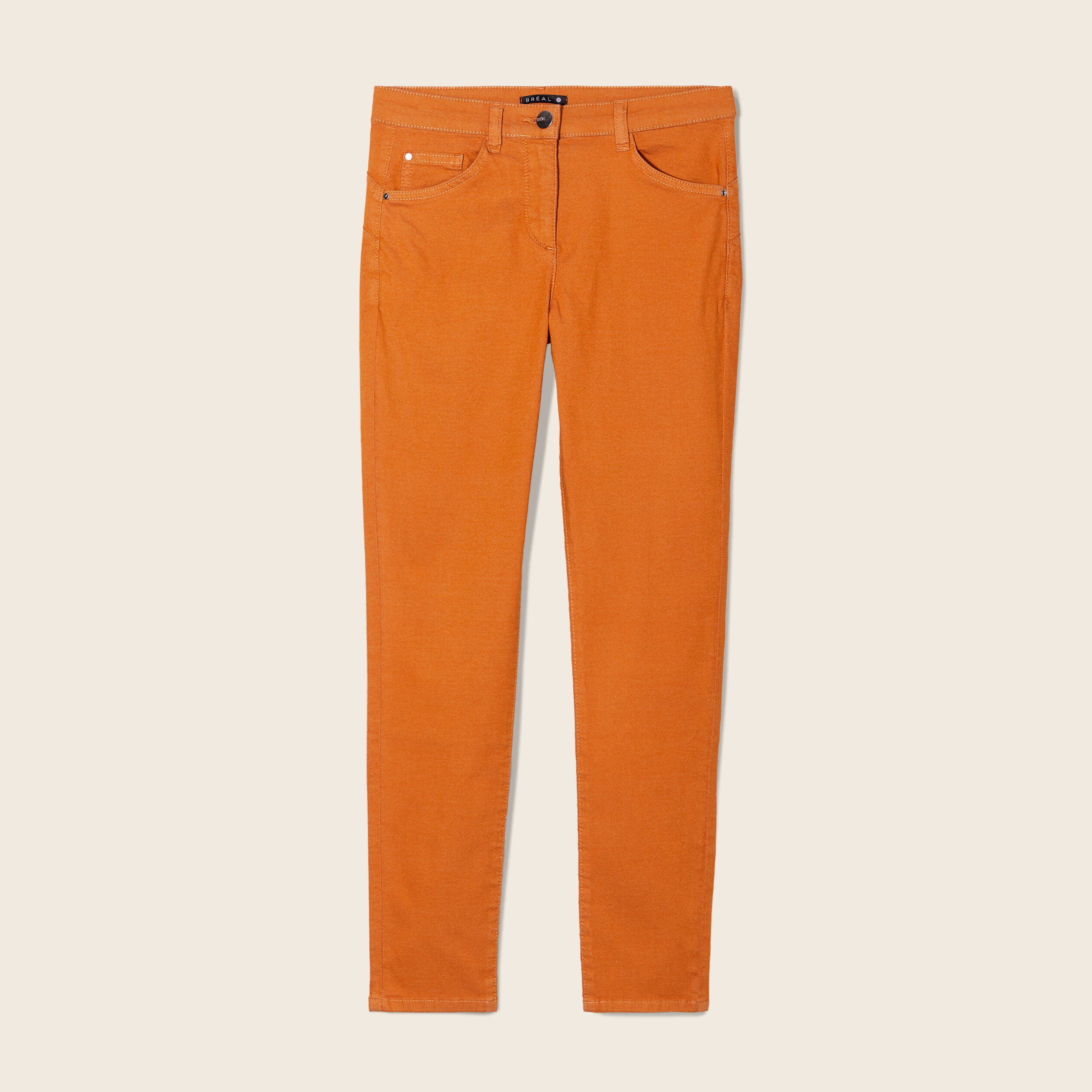 Pantalon léger taille standard 7/8ème orange foncé femme