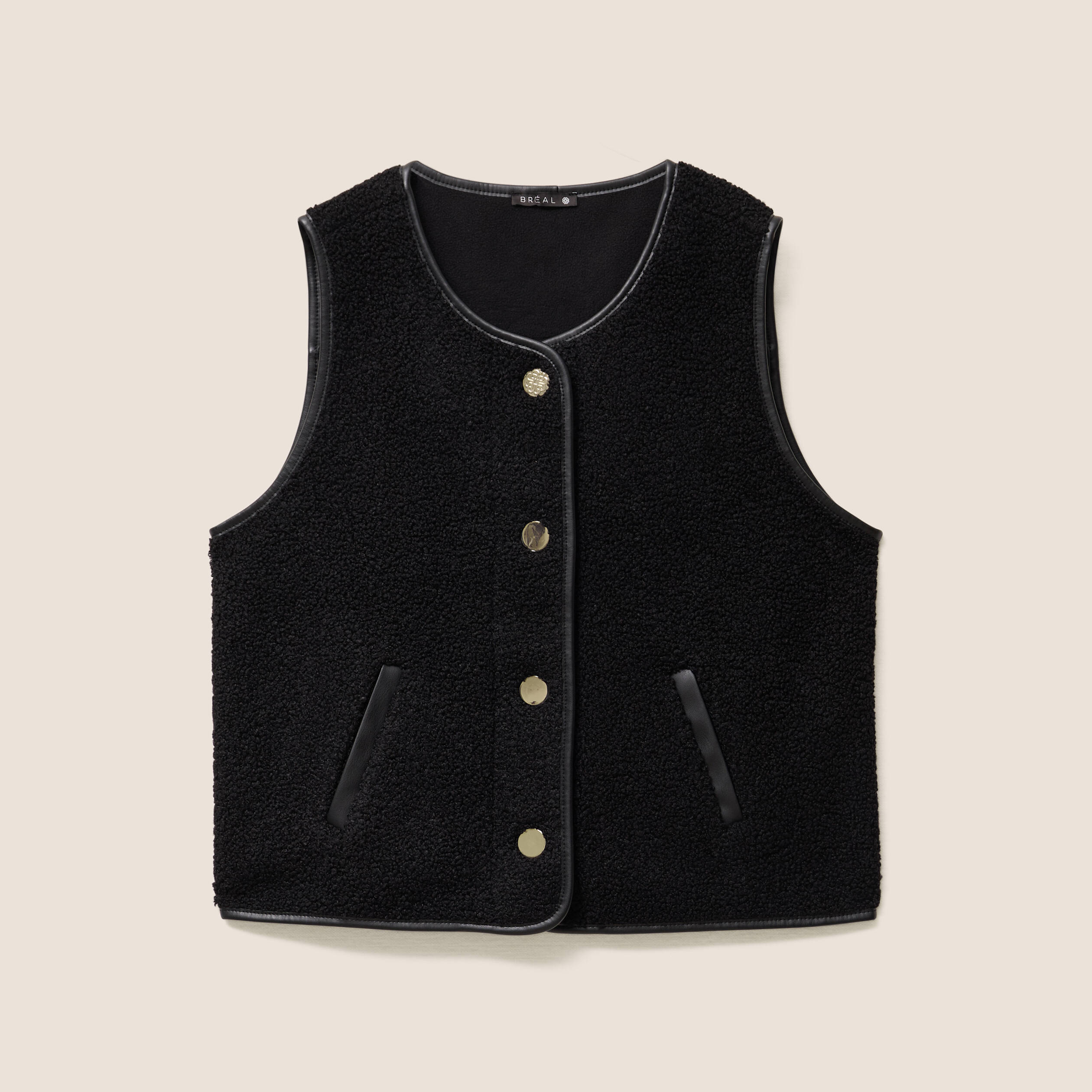 gilet sans manches sans col noir femme Gilet sans manches sans col noir femme