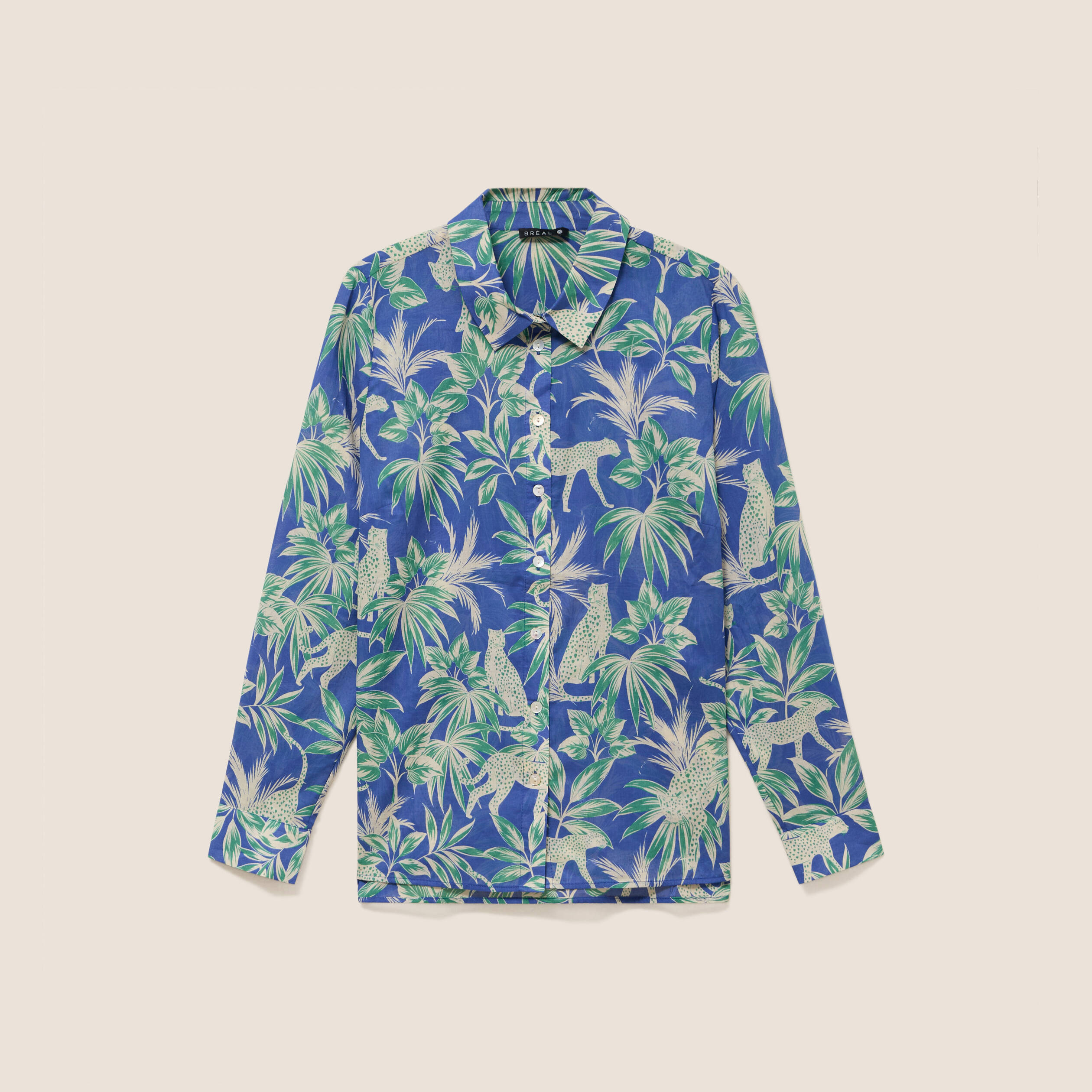Chemise manches longues bleu femme