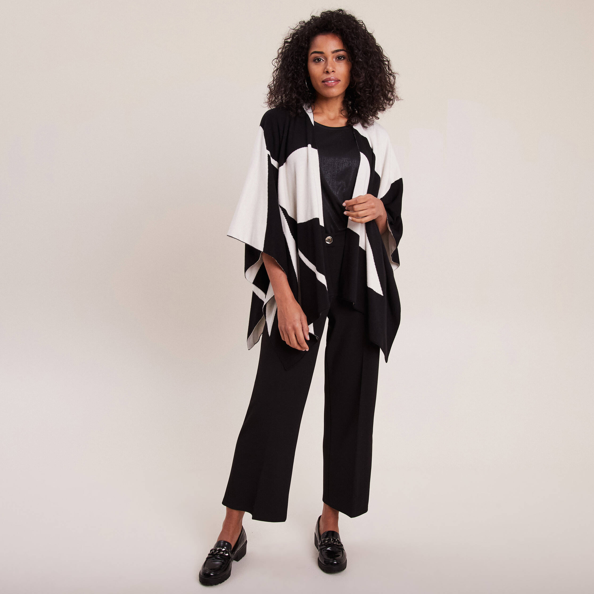 Pantalon coupe large &agrave; pinces noir femme